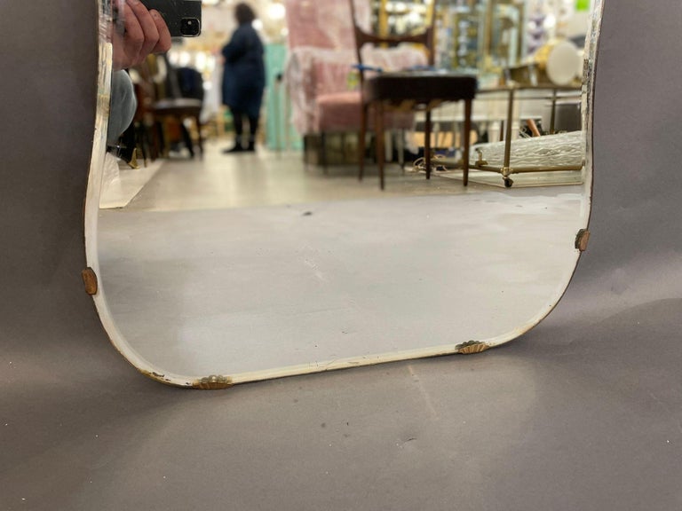 Italian, Organic Wall Mirror, Brass, Mirror Glass, Italy, 1950s In Good Condition For Sale In London, GB