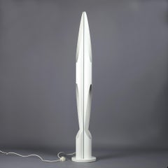 Italian Orgue Tube White Lacquered Metal Floor Lamp, 1960's