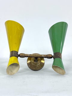 Italian Orientable Single Double Cones Wall Lamp in Stilnovo Style, 1950s