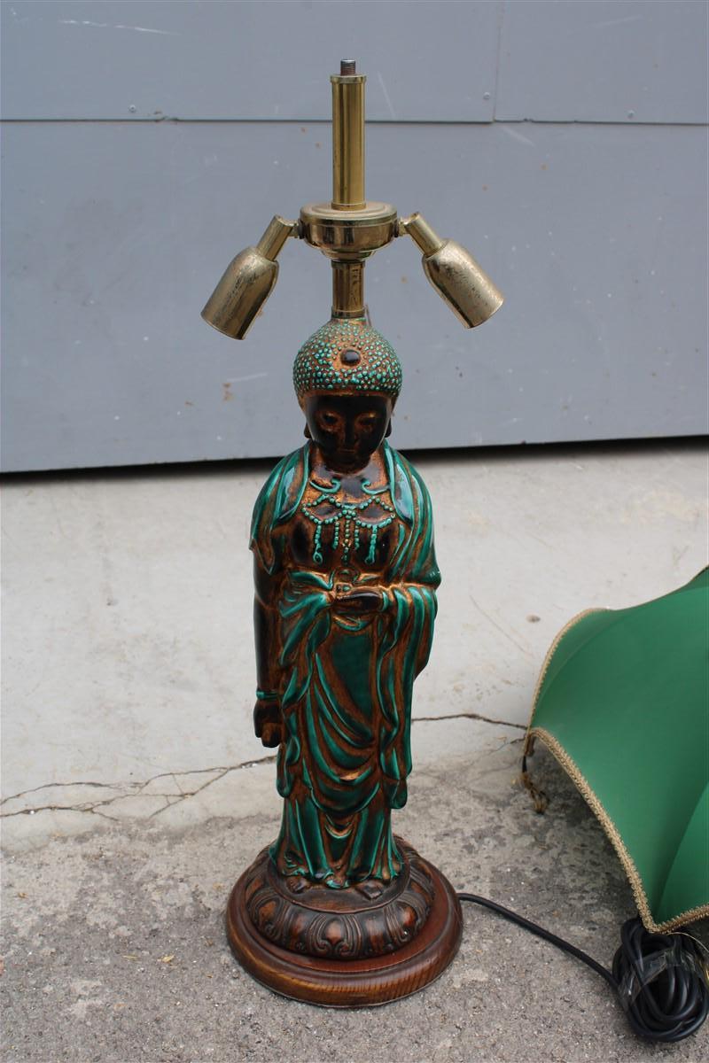 Italian Oriental Table Lamp Green Pagoda Ghinza For Sale 5