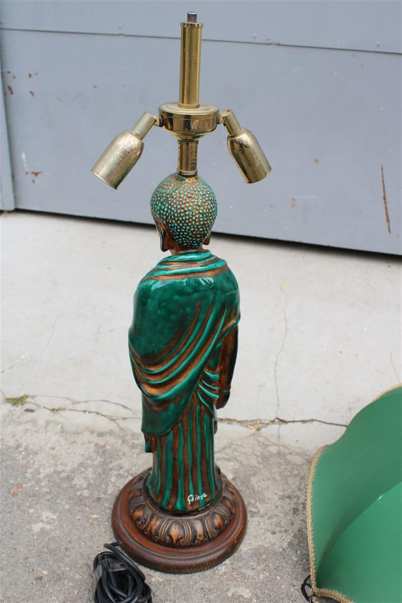 Italian Oriental Table Lamp Green Pagoda Ghinza For Sale 7