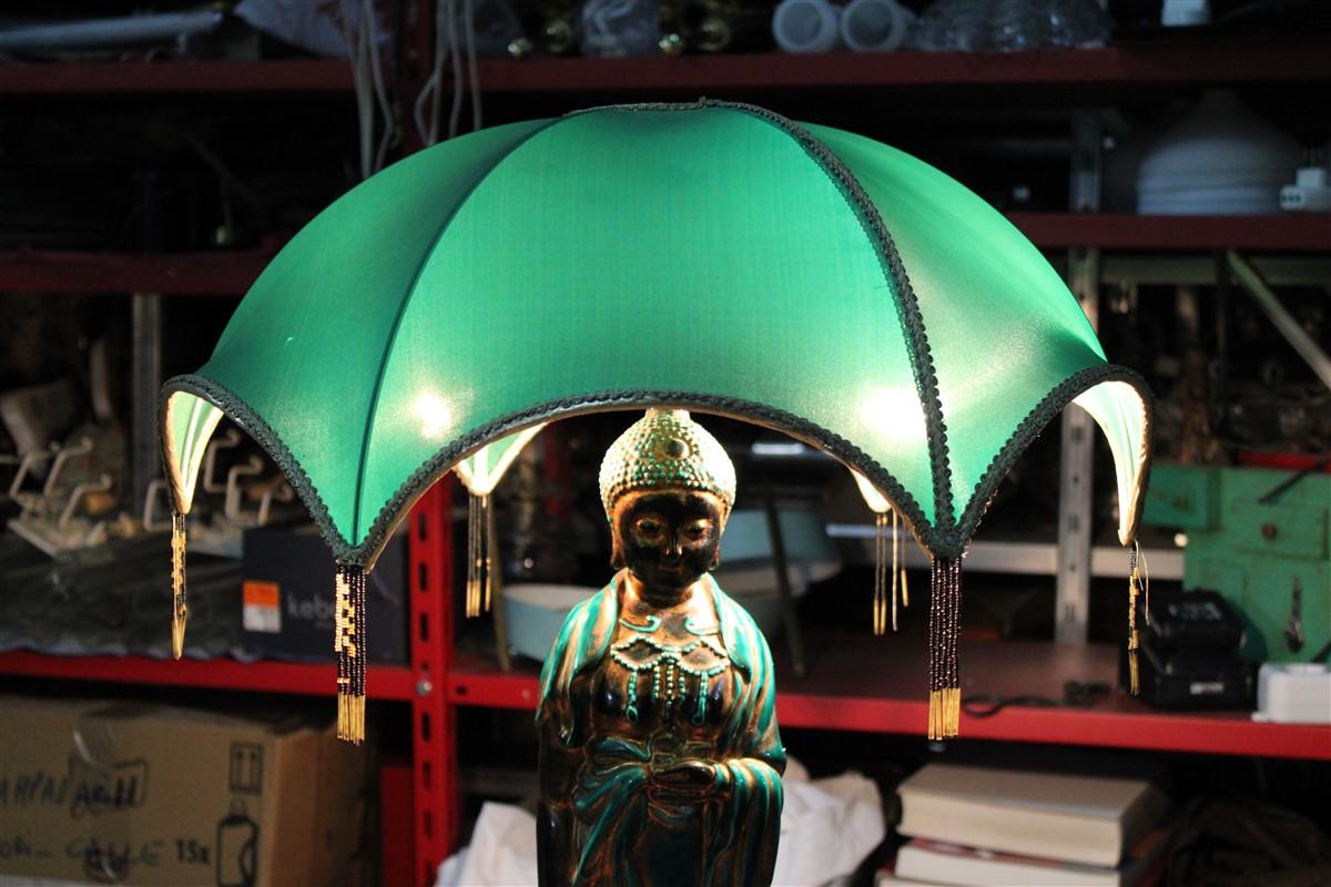 Italian Oriental Table Lamp Green Pagoda Ghinza For Sale 10