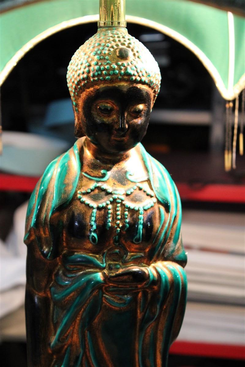 Italian Oriental Table Lamp Green Pagoda Ghinza For Sale 11