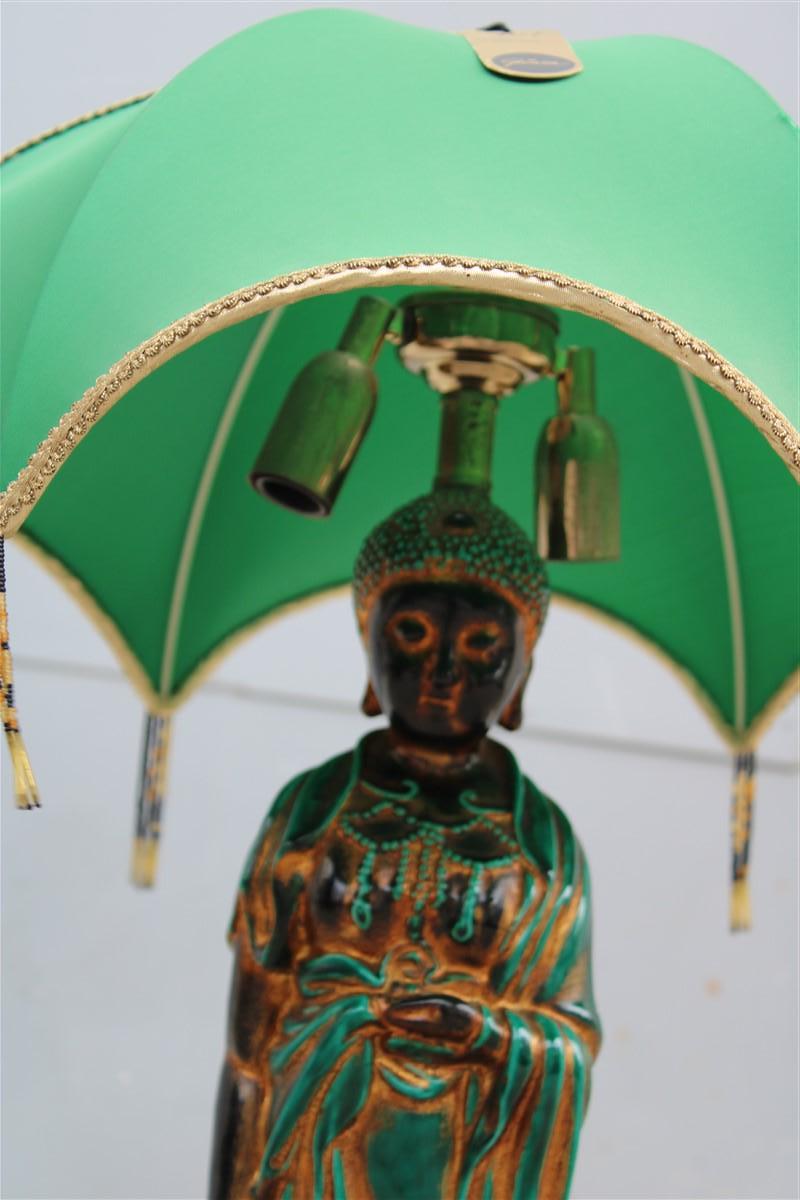 Italian Oriental Table Lamp Green Pagoda Ghinza For Sale 12