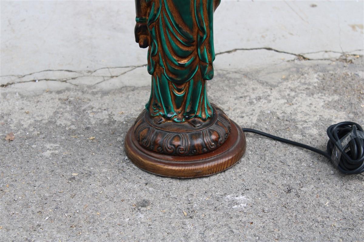 Italian Oriental Table Lamp Green Pagoda Ghinza In Good Condition For Sale In Palermo, Sicily