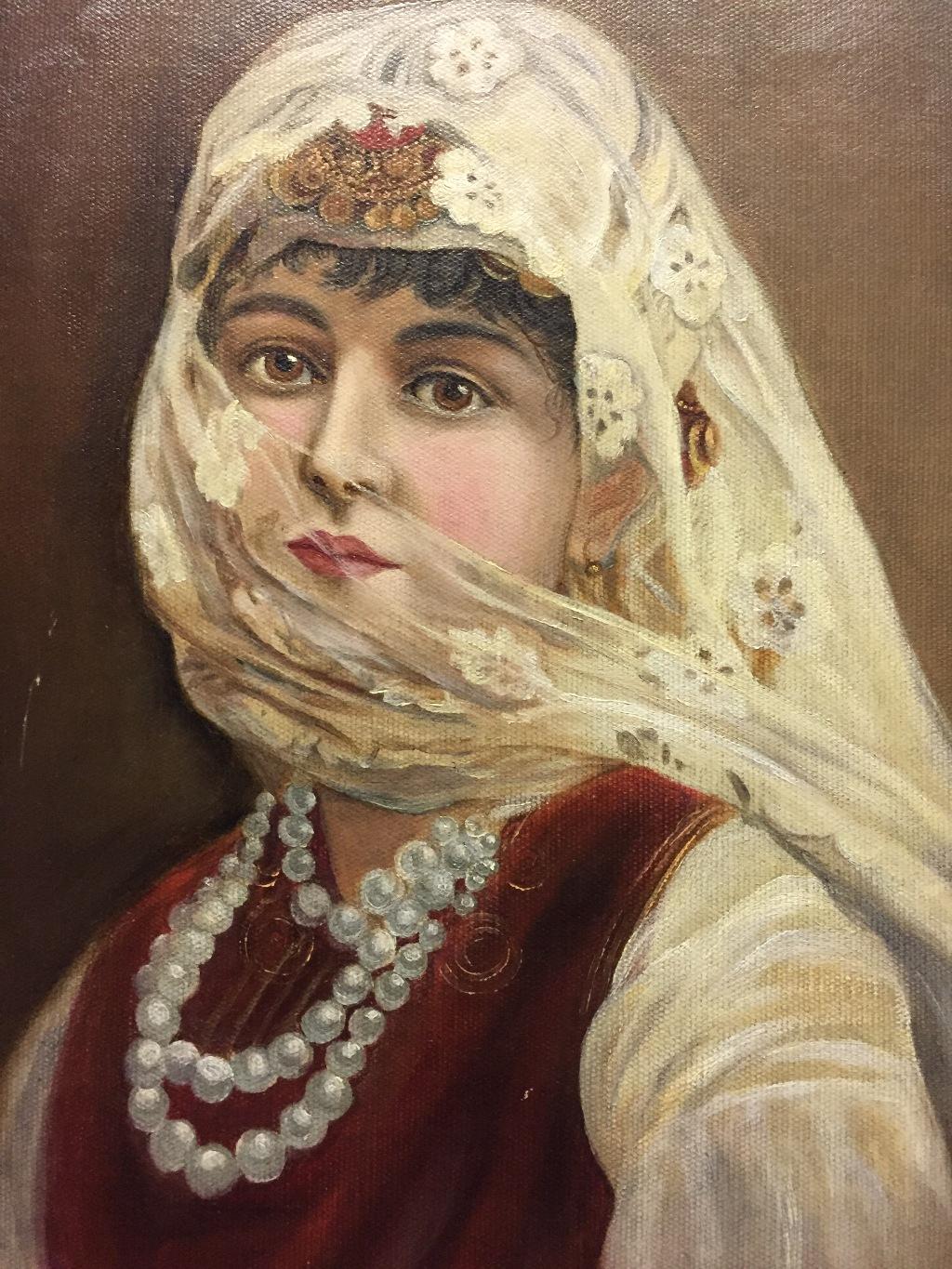 Oiled Italian Orientalist Oil on Canvas Painting For Sale