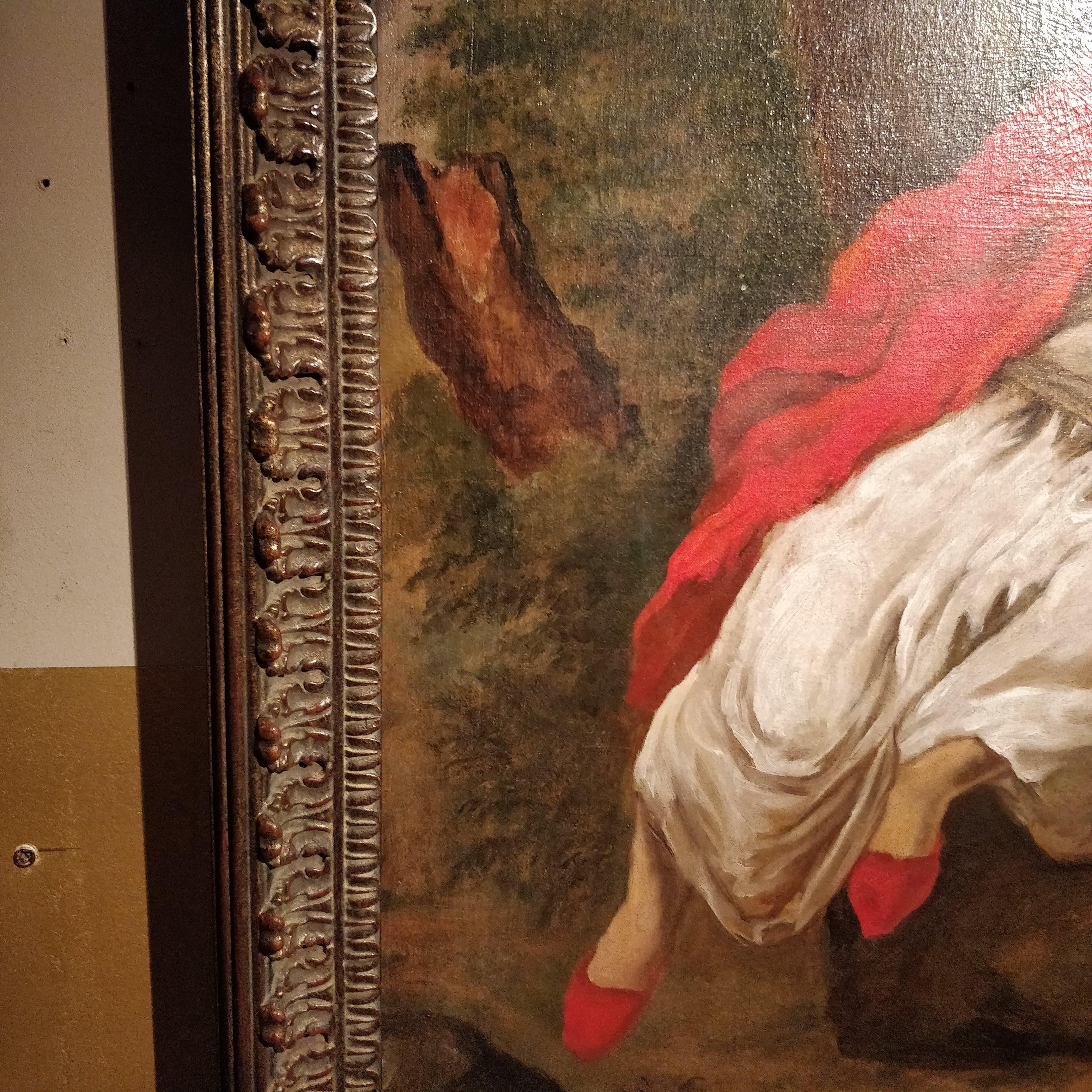 18th Century and Earlier Italian Orientalist Oil Painting of Man Smoking Pipe, 18th Century For Sale