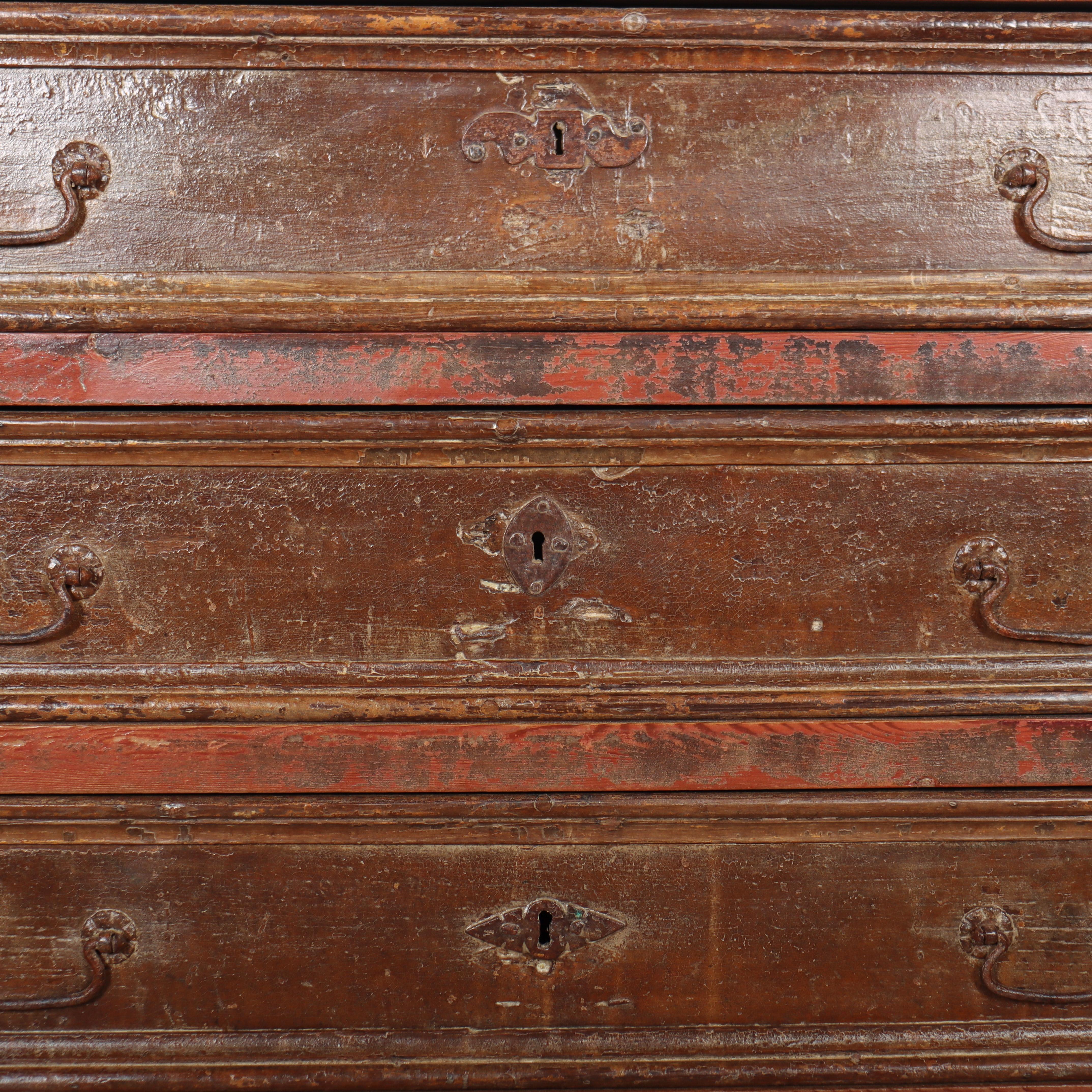 Pine Italian Original Painted Commode For Sale