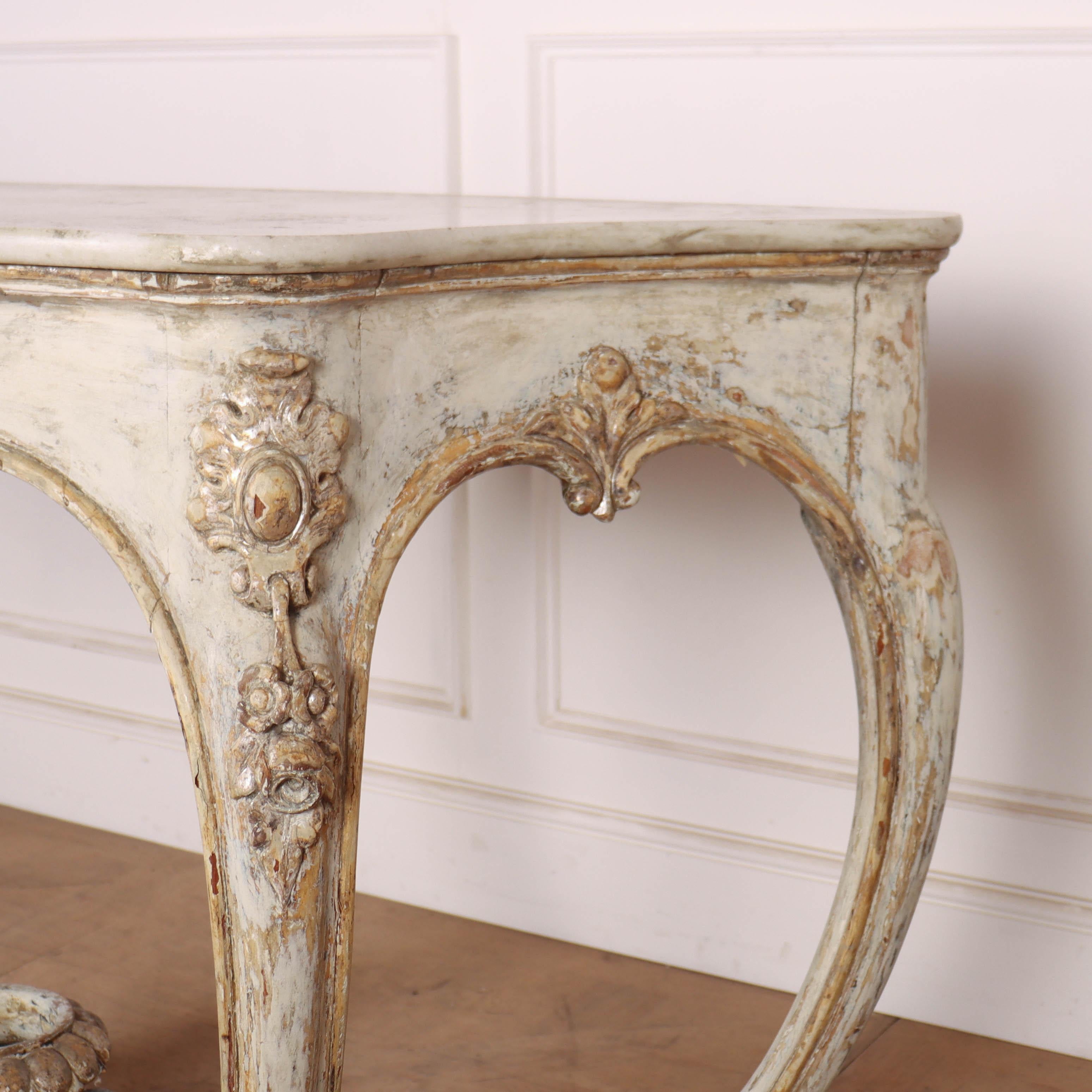Pine Italian Original Painted Console Table For Sale
