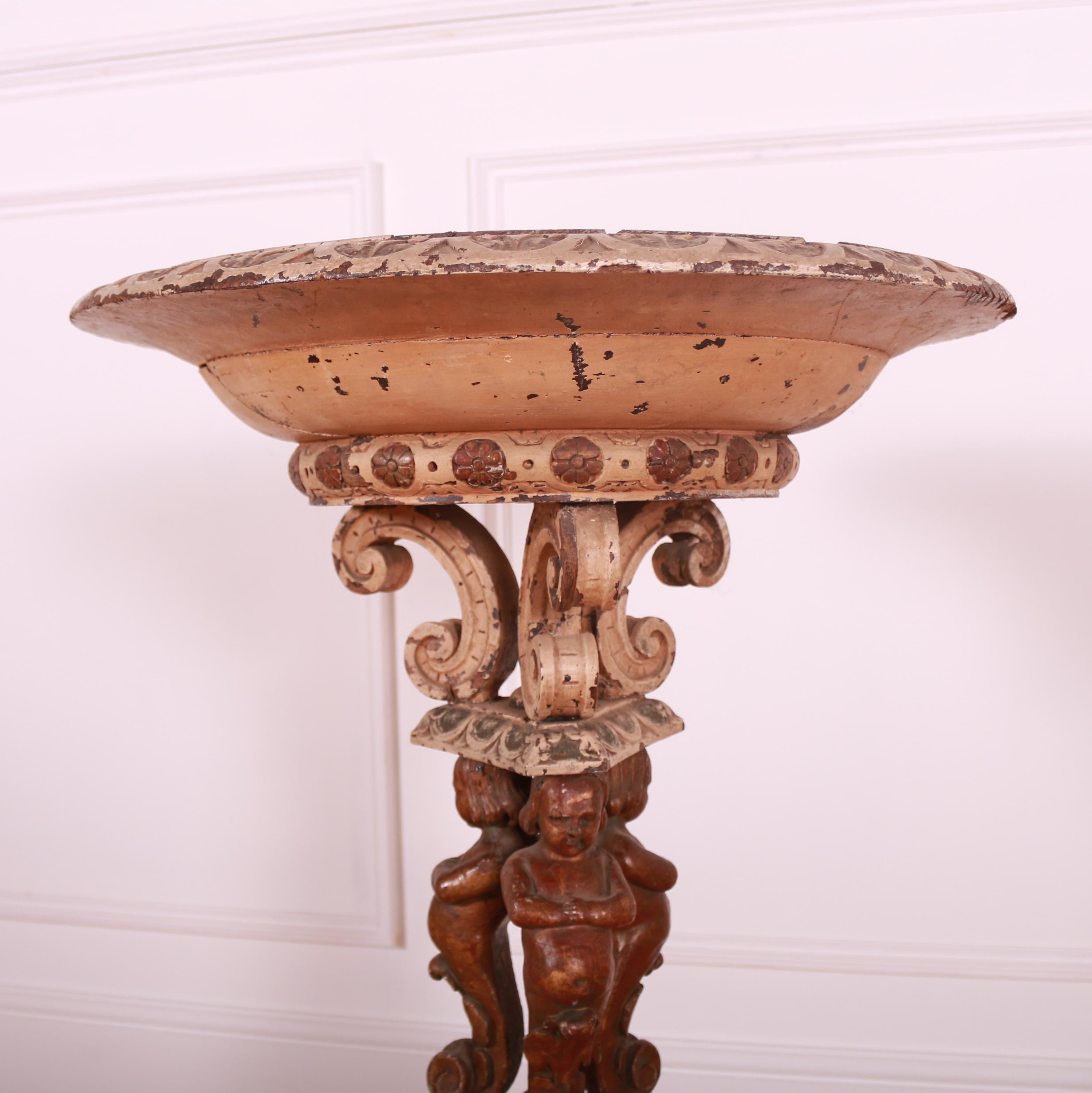 Pine Italian Original Painted Occasional Table For Sale