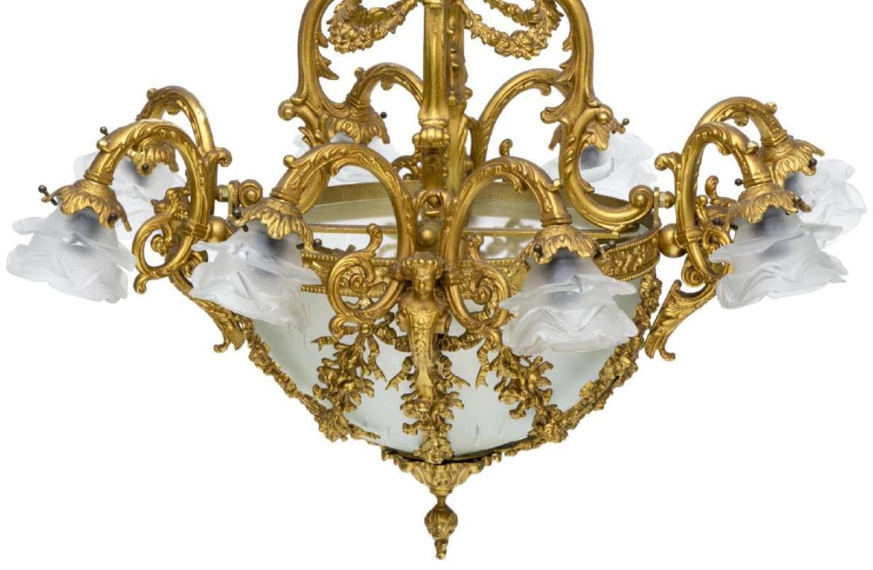 Cut Glass Italian ormolu 9 light chandelier with crystal shades  For Sale