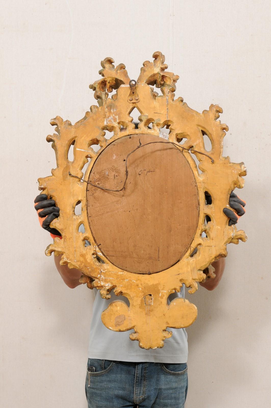 Italian Ornate Acanthus-Carved Mirror w/Oblong, Oval-Shaped Glass, 18th/19th C. For Sale 6