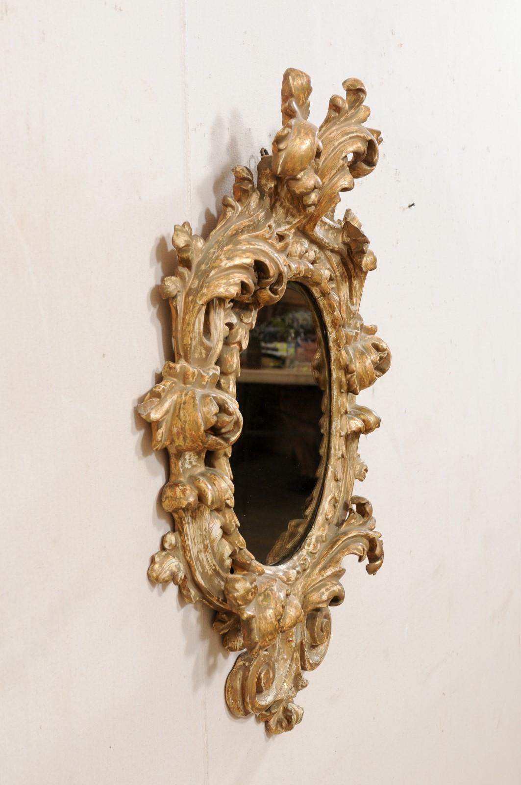 Italian Ornate Acanthus-Carved Mirror w/Oblong, Oval-Shaped Glass, 18th/19th C. For Sale 2