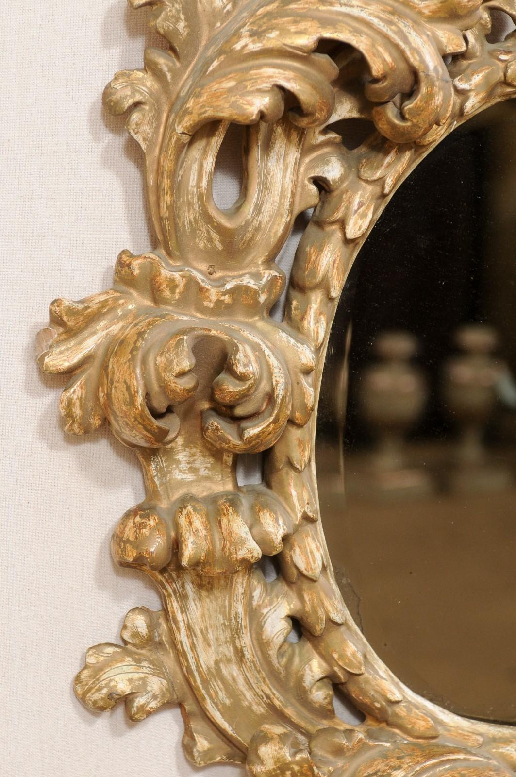 Italian Ornate Acanthus-Carved Mirror w/Oblong, Oval-Shaped Glass, 18th/19th C. For Sale 3