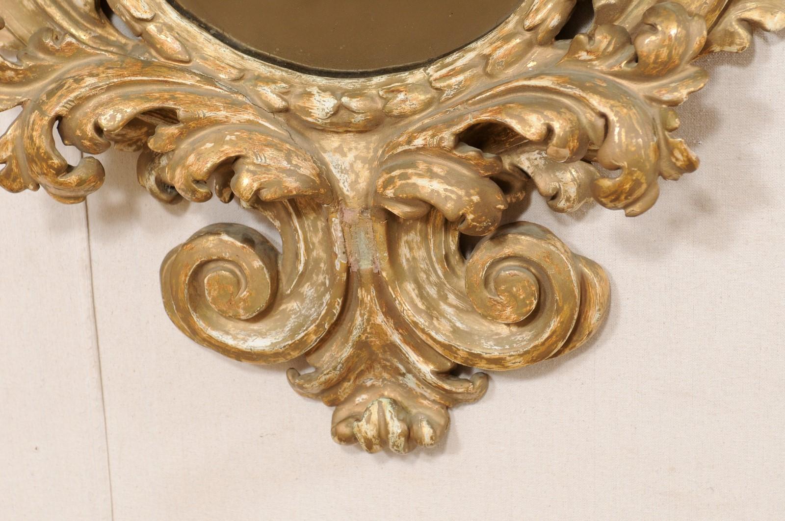 Italian Ornate Acanthus-Carved Mirror w/Oblong, Oval-Shaped Glass, 18th/19th C. For Sale 4