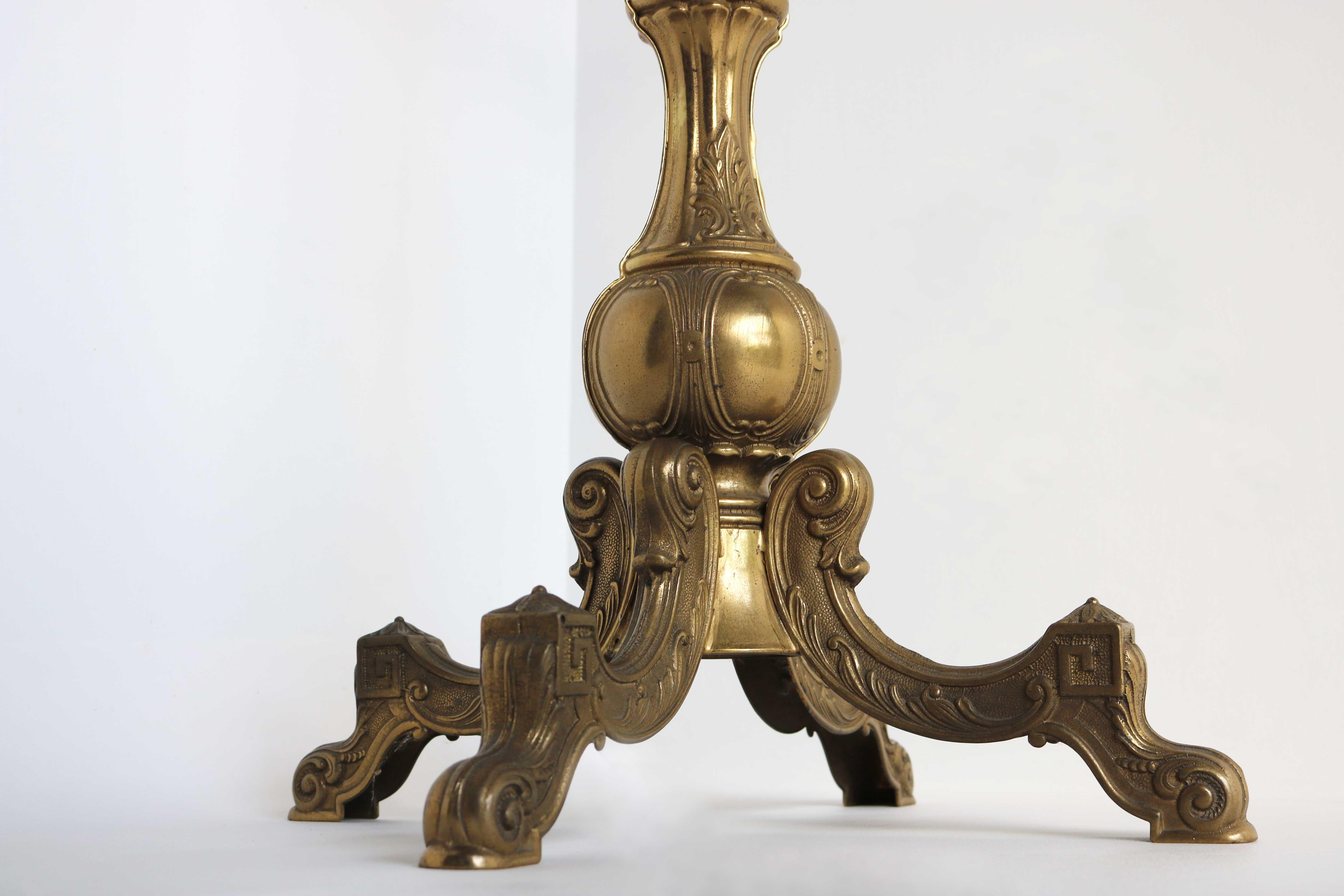 Italian Ornate Antique Brass & Onyx Brown Marble Coat Hat Rack Hall Tree, 1950s For Sale 5