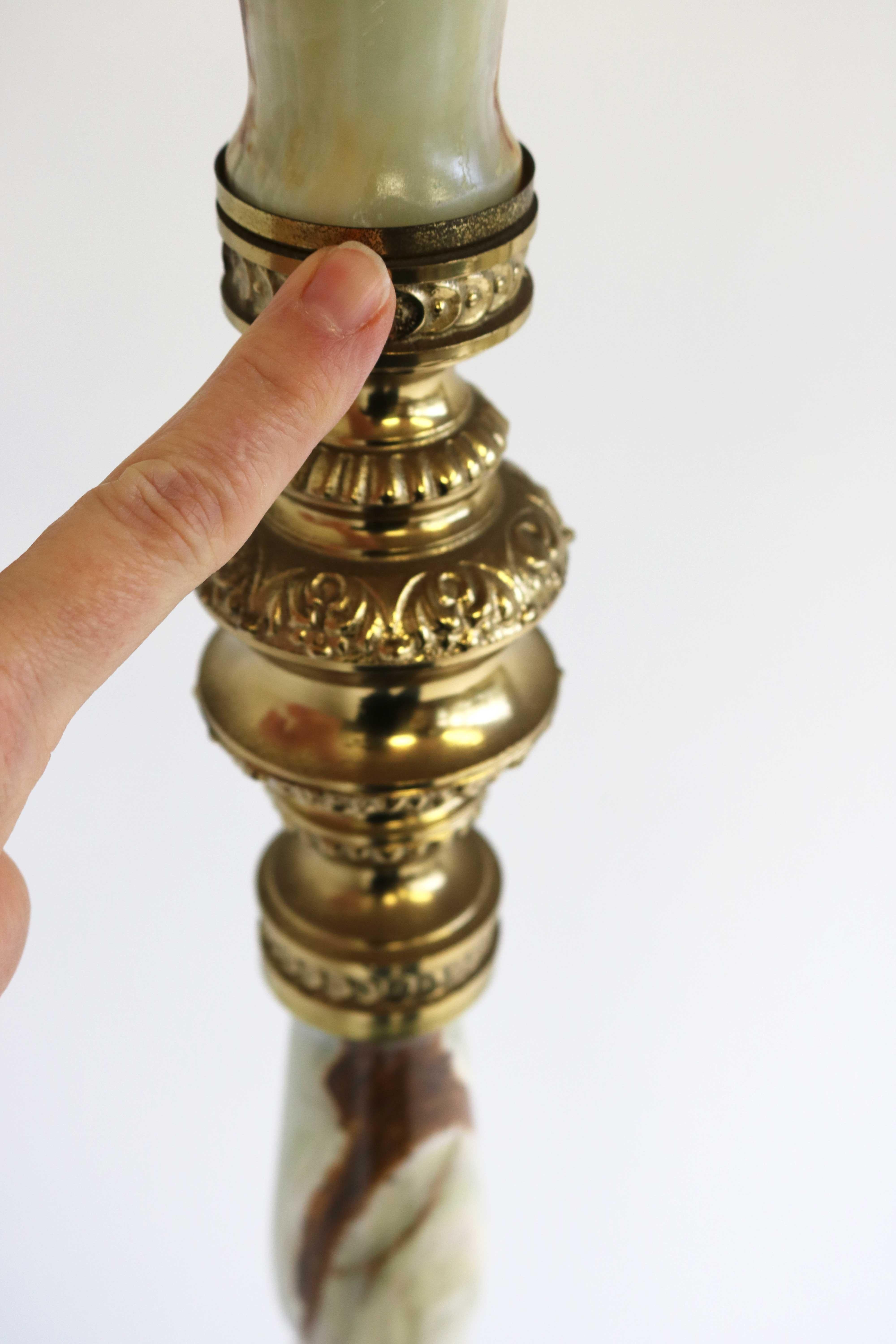 Italian Ornate Antique Brass & Onyx Round Marble Coat Hat Rack Hall Tree 1950s For Sale 8