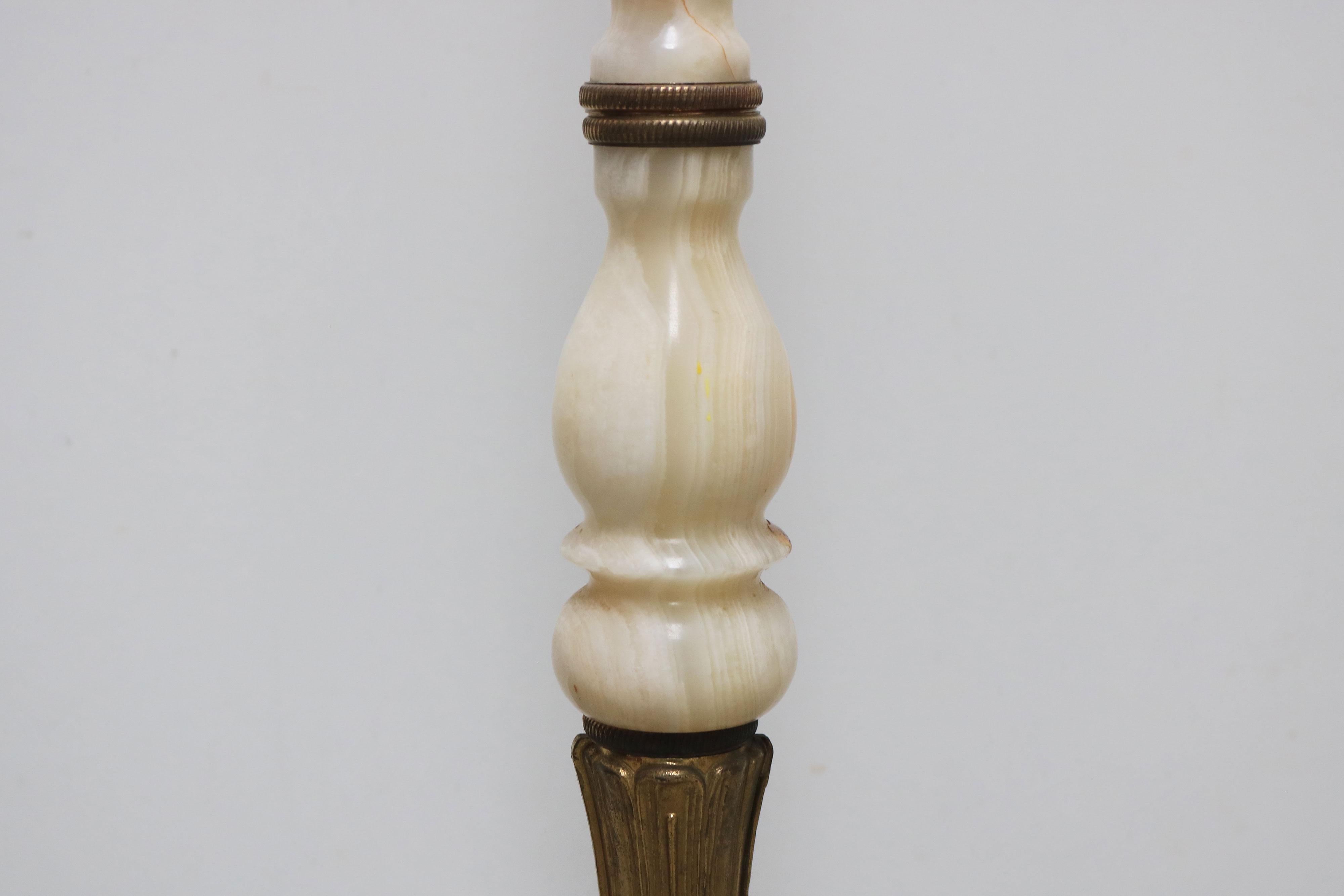 Italian Ornate Antique Brass & Onyx Round Marble Coat Hat Rack Hall Tree 1940 4
