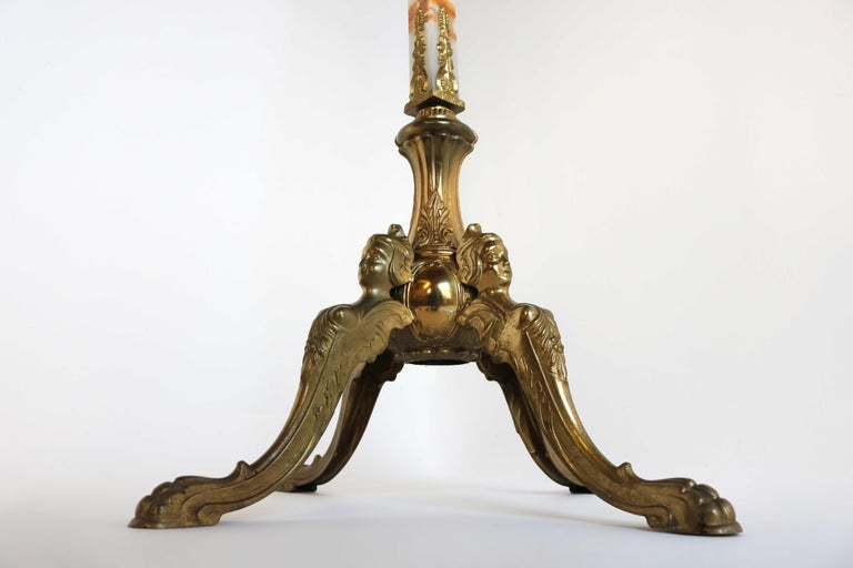 Italian Ornate Antique Brass & Onyx Square Marble Coat Hat Rack Hall Tree Stand For Sale 5