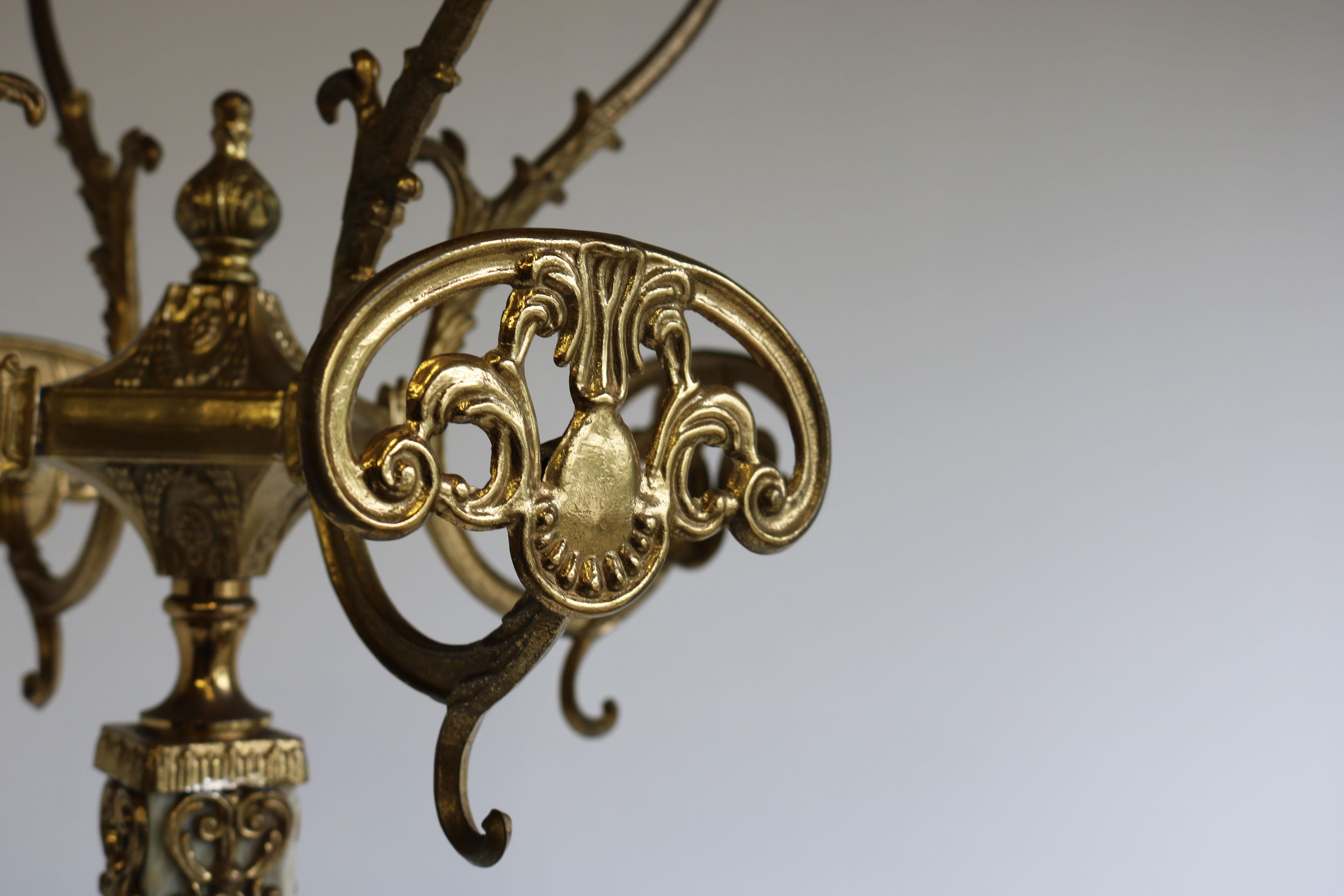 Carved Italian Ornate Brass Marble Luxury Coat Rack Hall Tree 50s Hallway Hat Rack Onyx