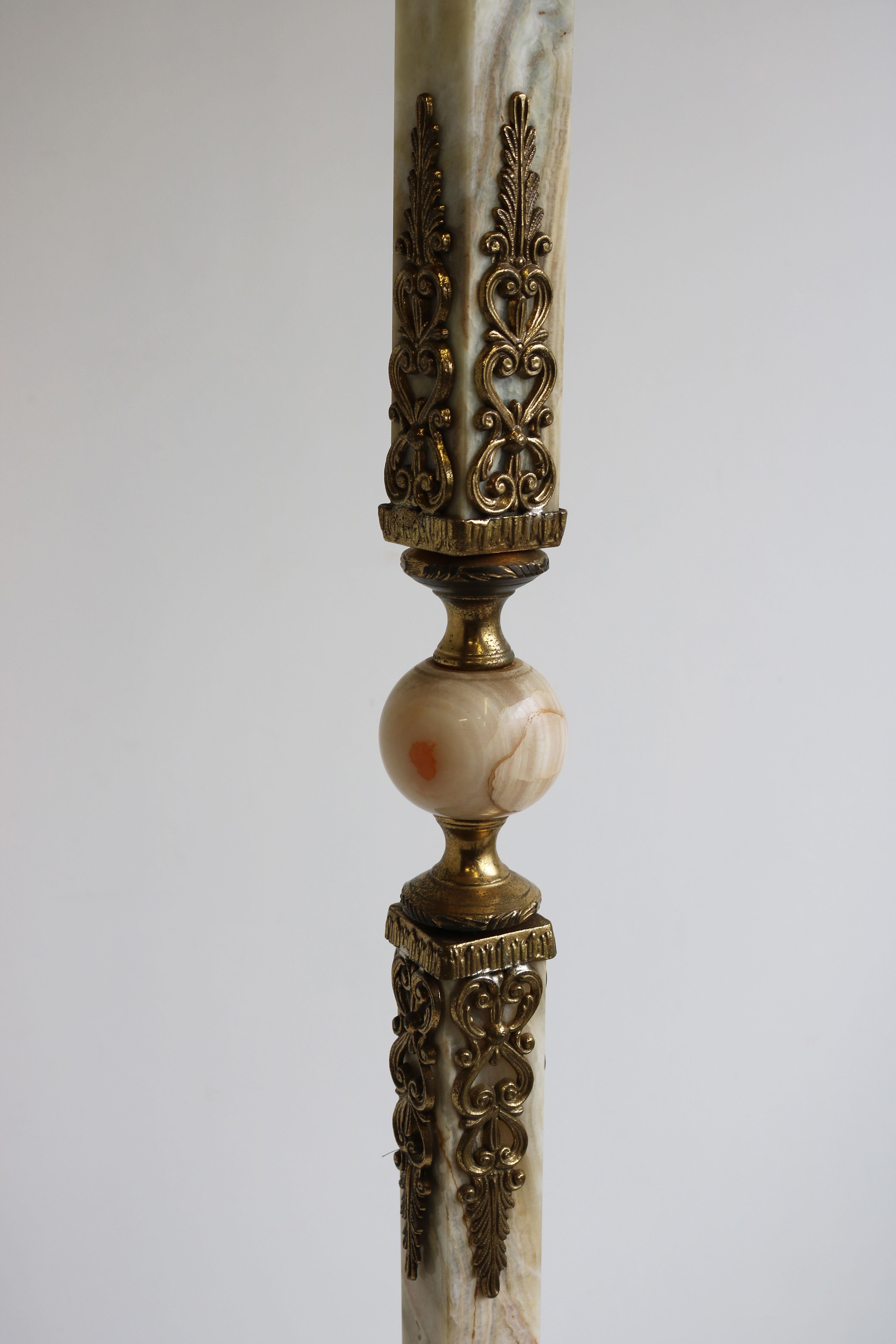 Italian Ornate Brass Marble Luxury Coat Rack Hall Tree 50s Hallway Hat Rack Onyx In Good Condition In Ijzendijke, NL