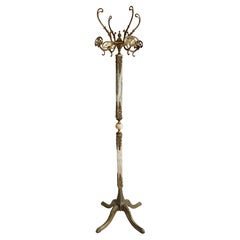 Italian Ornate Brass Marble Luxury Coat Rack Hall Tree 50s Hallway Hat Rack Onyx