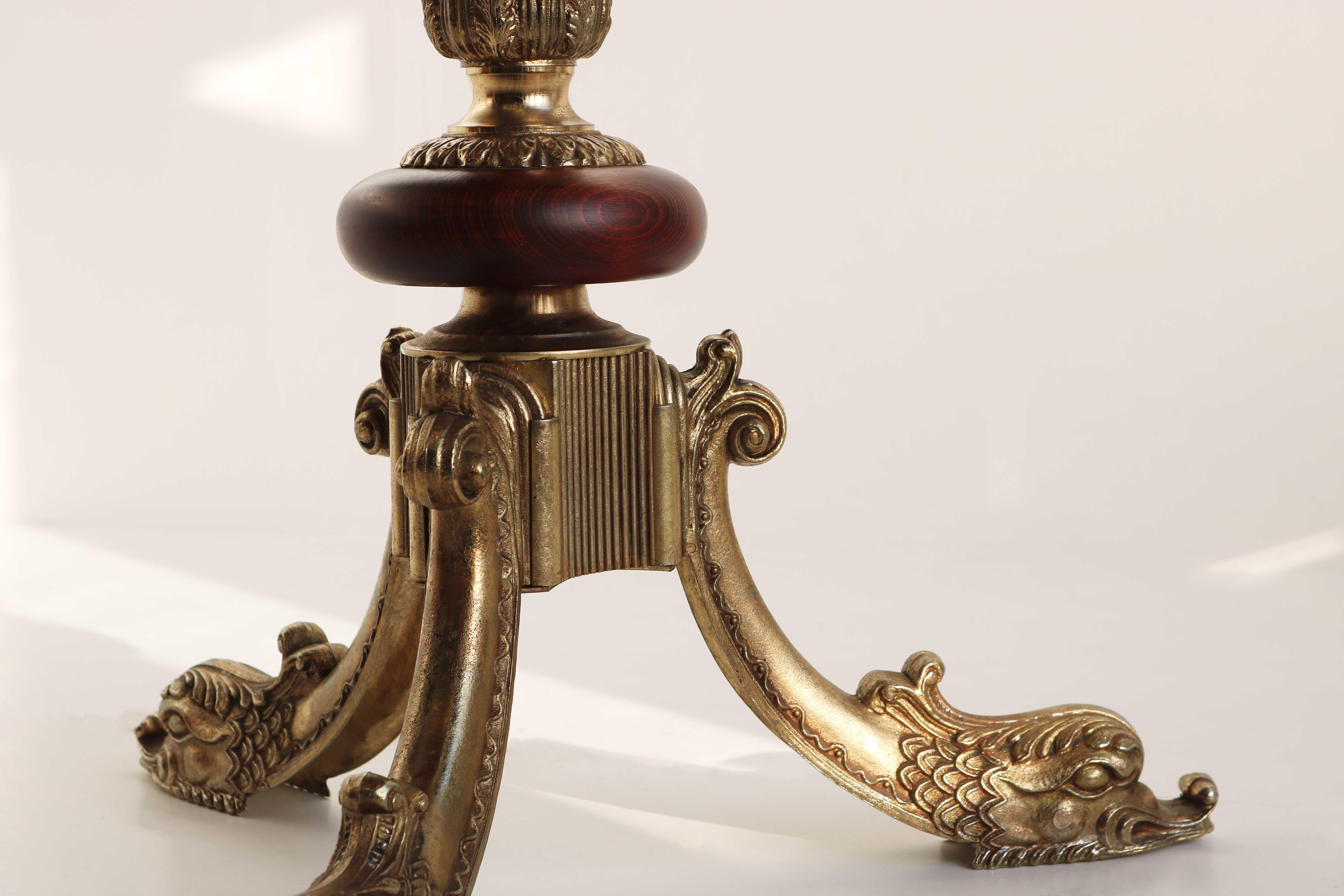 Italian Ornate Brass & Wood Coat Hat Rack Hall Tree Floor Stand Neo Classical 2