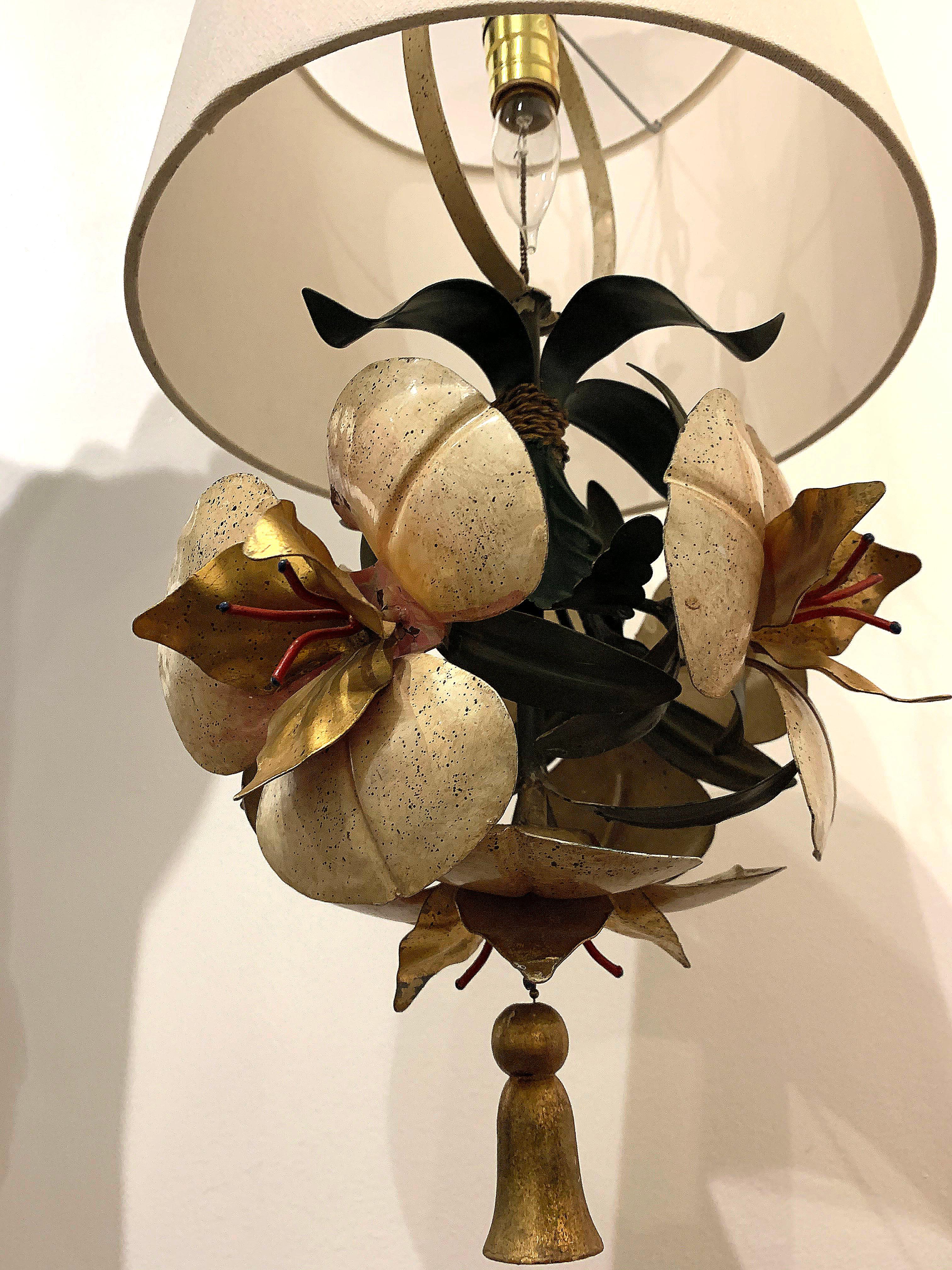 Italian Ornate Pendant Floral Lamp 6