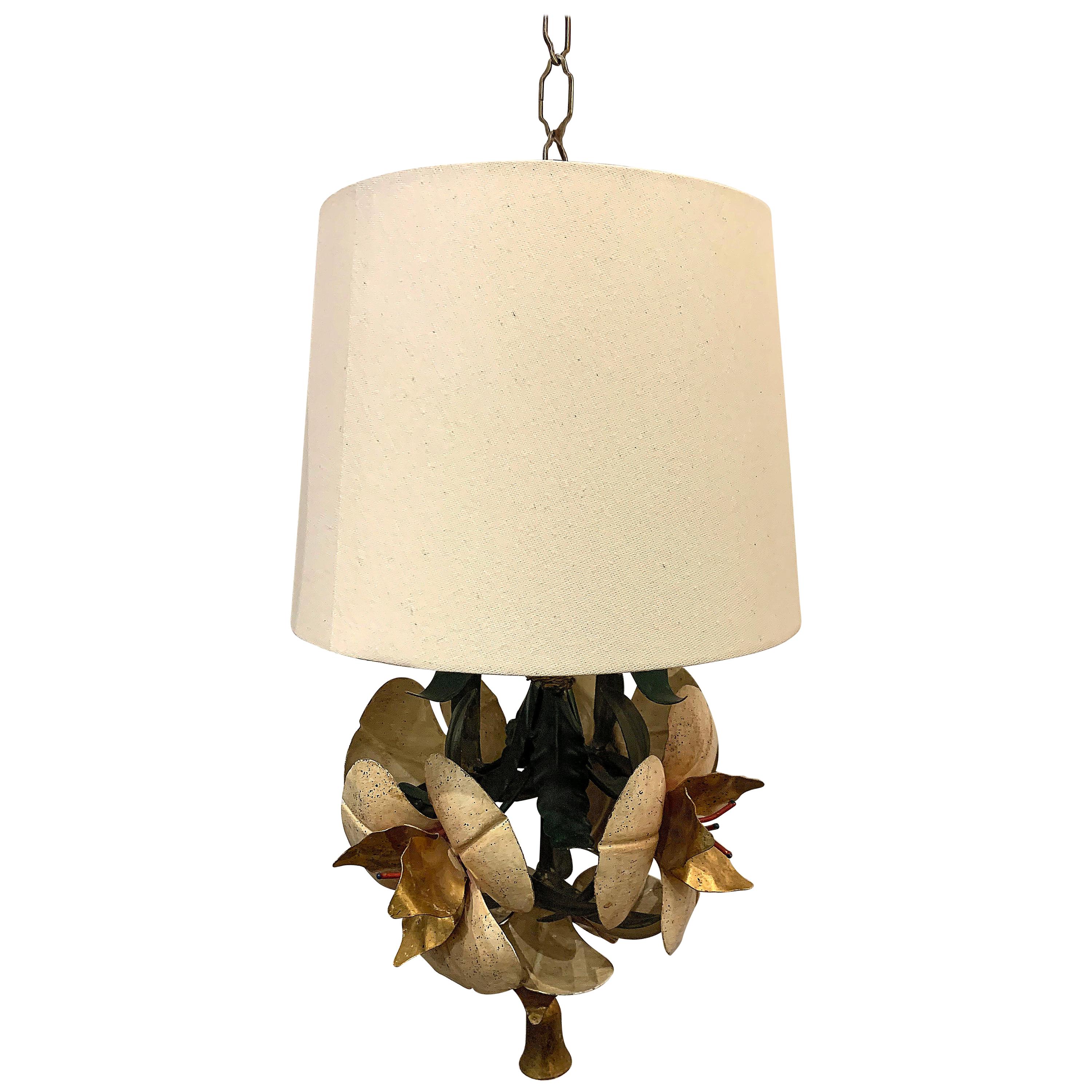 Italian Ornate Pendant Floral Lamp
