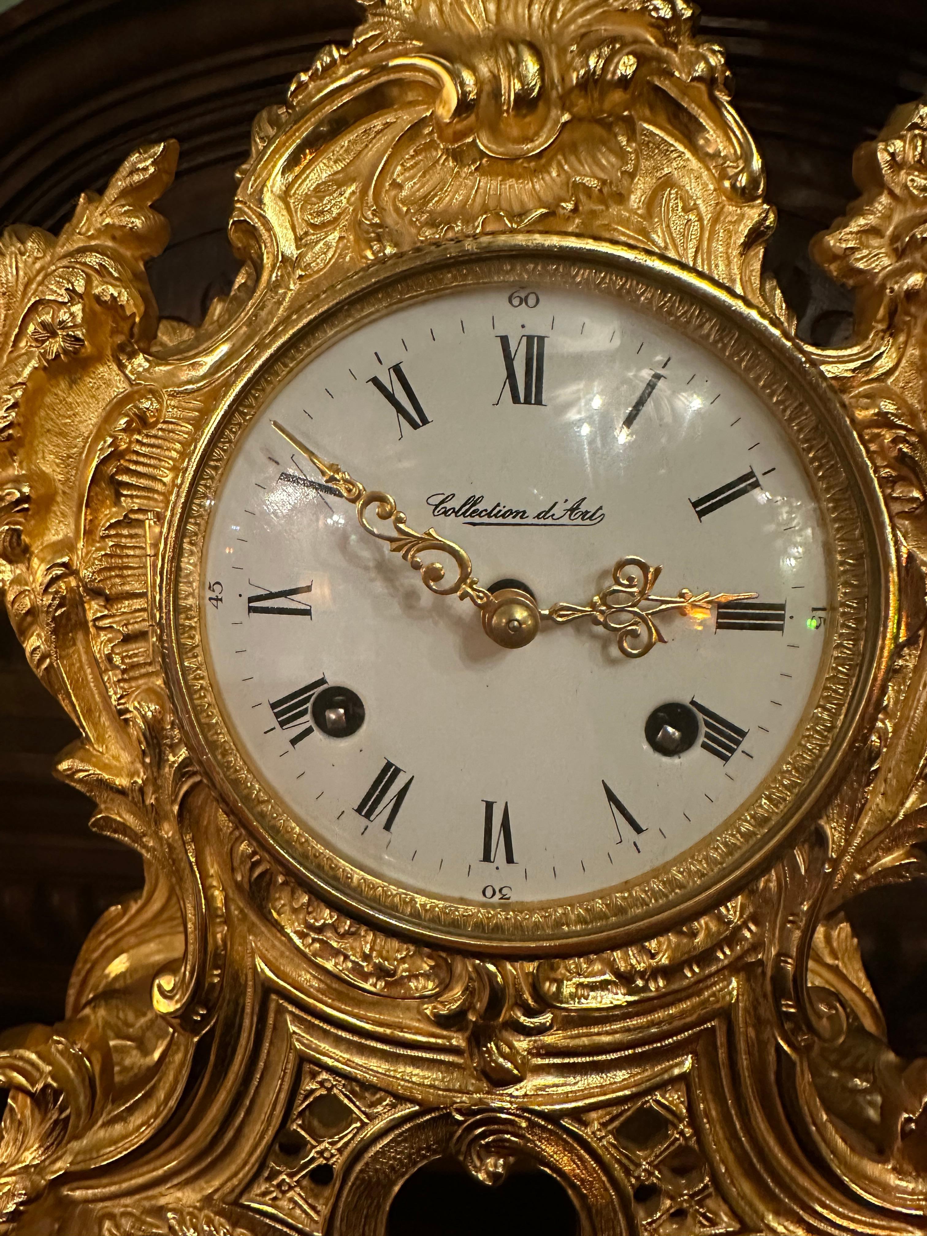 Italian Ornate Mantel Clock with Two Figural Cherub Candelabras - Garniture Set For Sale 4