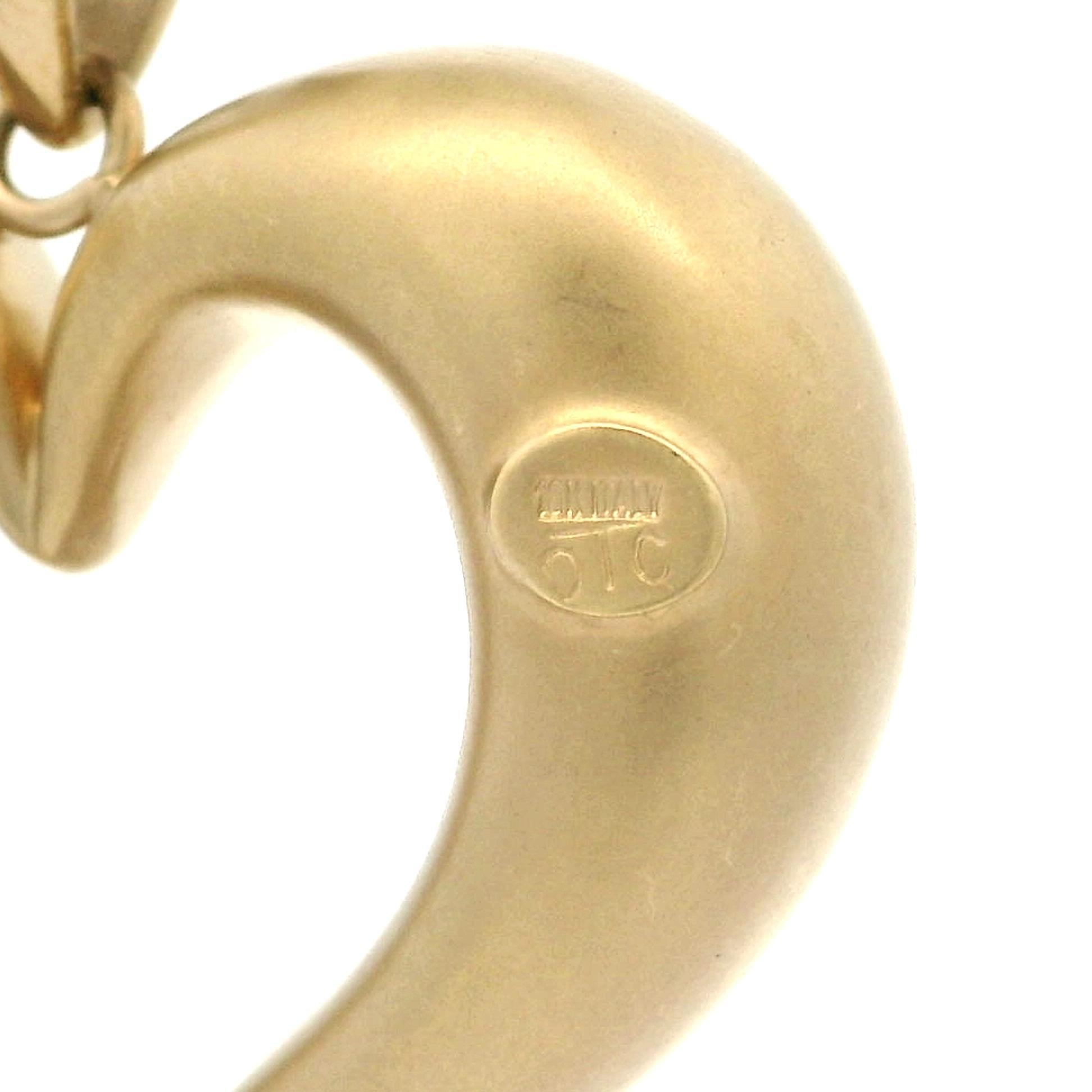 Italian OTC 18k Yellow Gold Large Matte Finish Puffed Open Heart Pendant 2