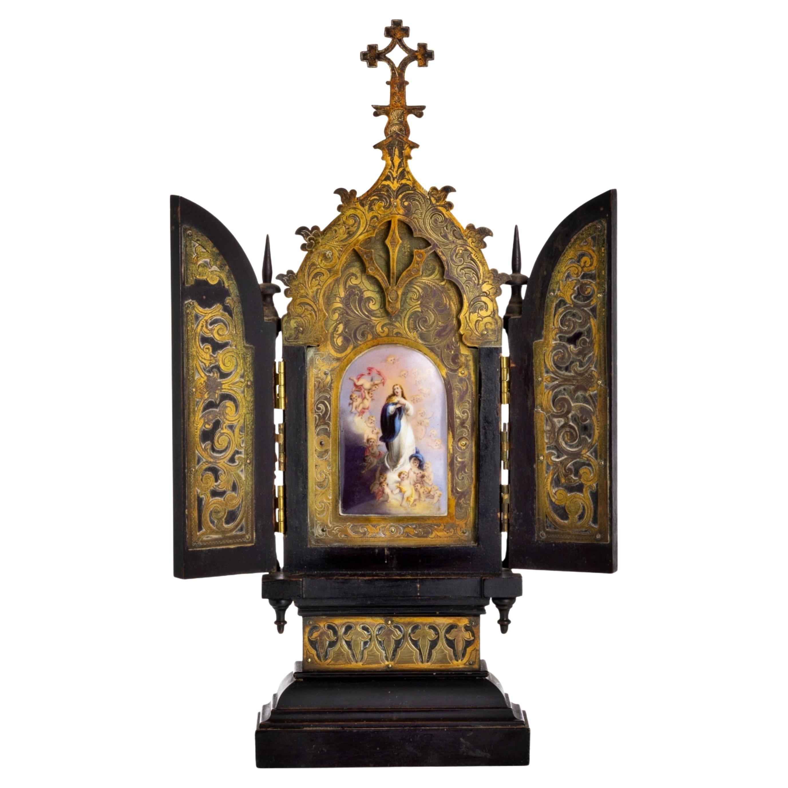 Italian "Our Lady" of the Assumption Triptych 19th Century For Sale