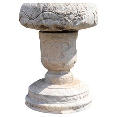 Jarrón italiano para exterior y jardín de mármol de Carrara blanco tallado a mano