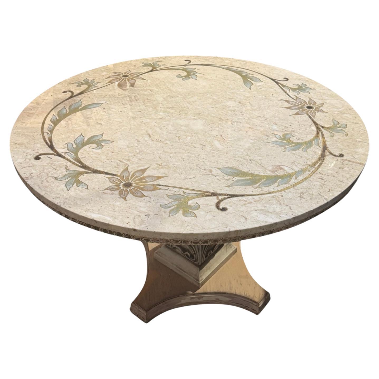 Table d'extérieur italienne à plateau en marbre