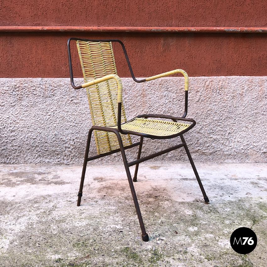 Italian Outdoor Metal and Colored Plastic Chairs, 1950s In Fair Condition In MIlano, IT