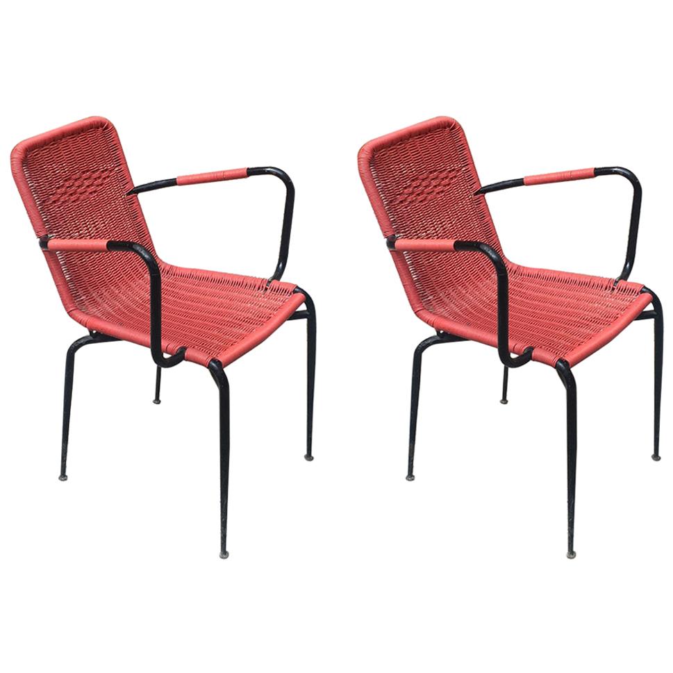 Italian Outdoor Red Scooby Chairs, 1960s