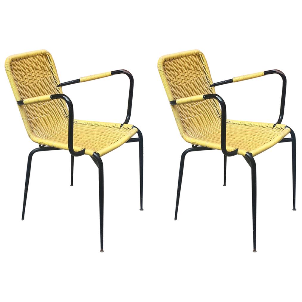 Italian Outdoor Yellow Scooby Chairs, 1960s
