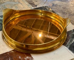 Italian Oval Brass Tray with mirror, Italy 70s