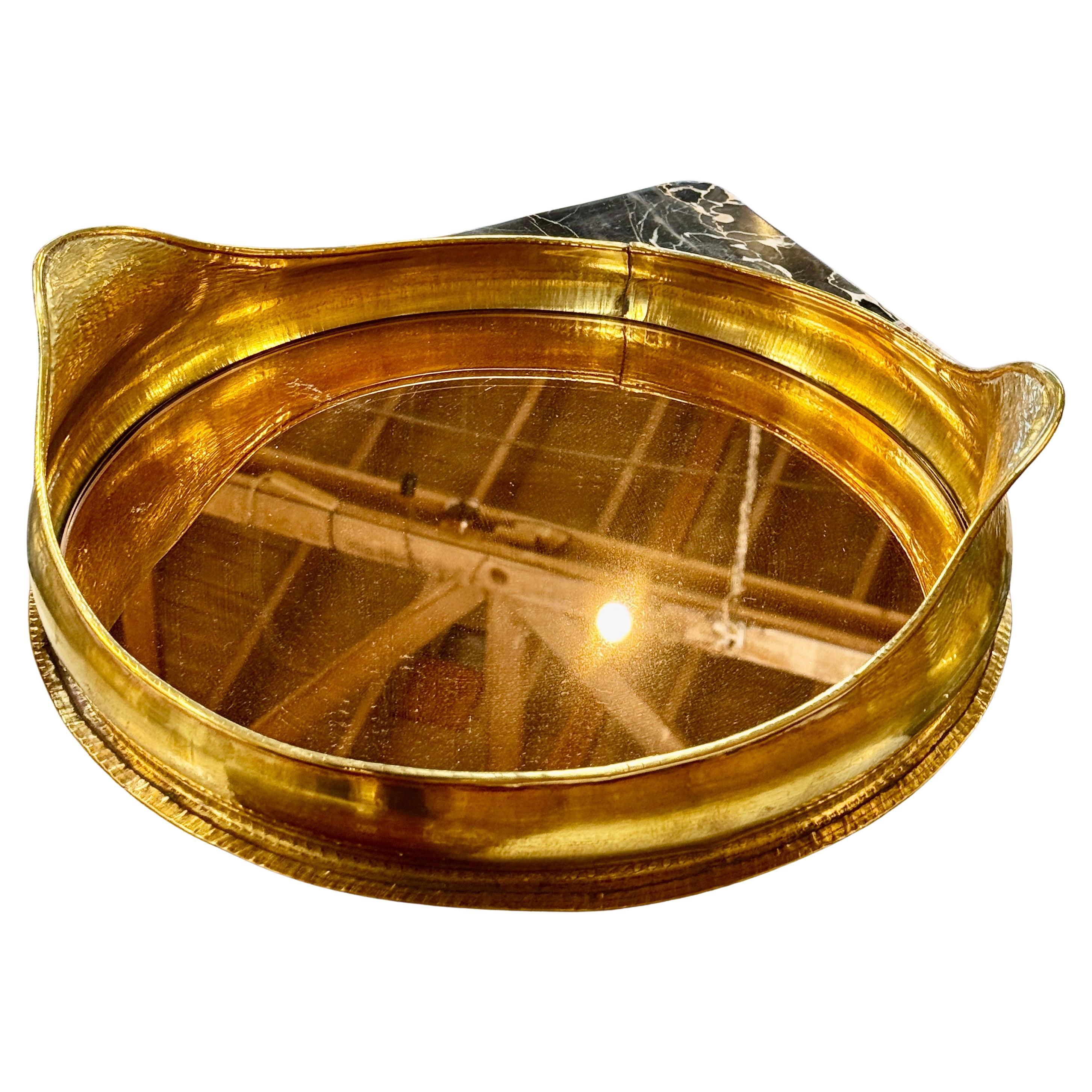 Plateau ovale italien avec miroir, Italie, années 70