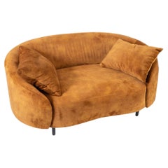 Italian Oval Canapé Wooden Frame Upholstered in Fabric by Living Divani