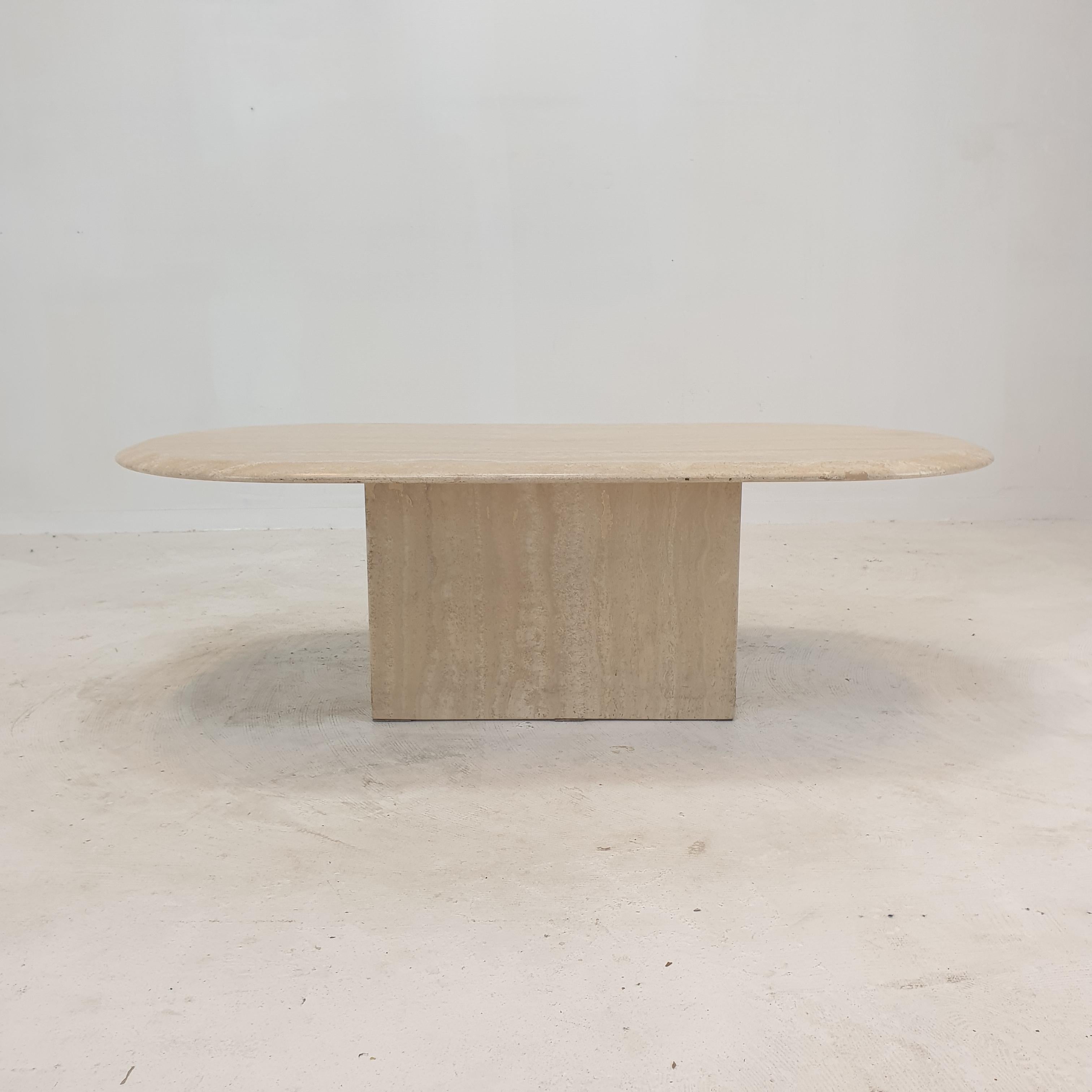 travertine coffee table oval