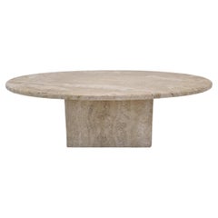 Italian Oval Coffee Table in Travertine, 1980s Italian Oval Coffee Table in Travertine, 1980s