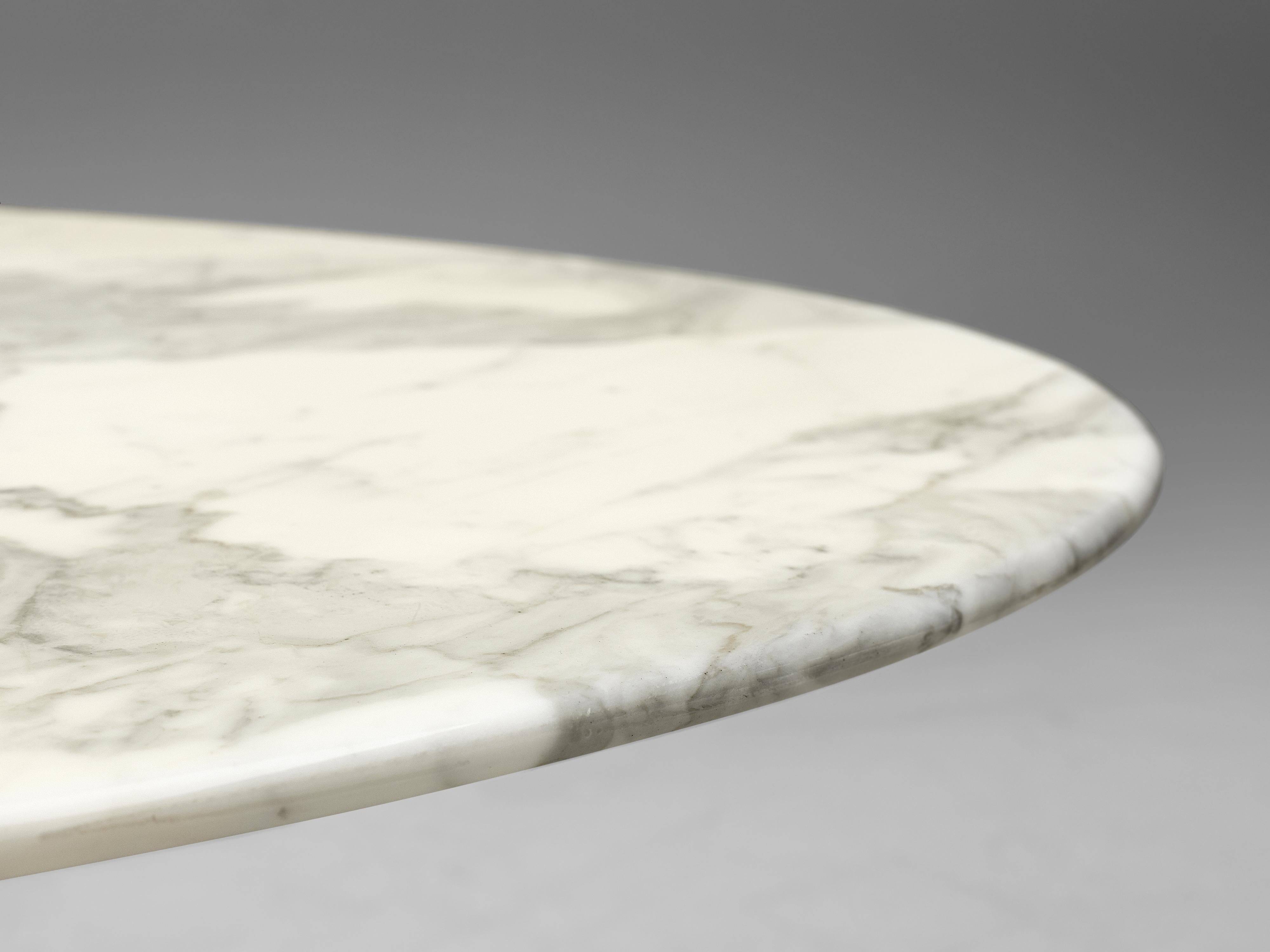 Mid-20th Century Italian Oval Dining Table in Marble and Steel