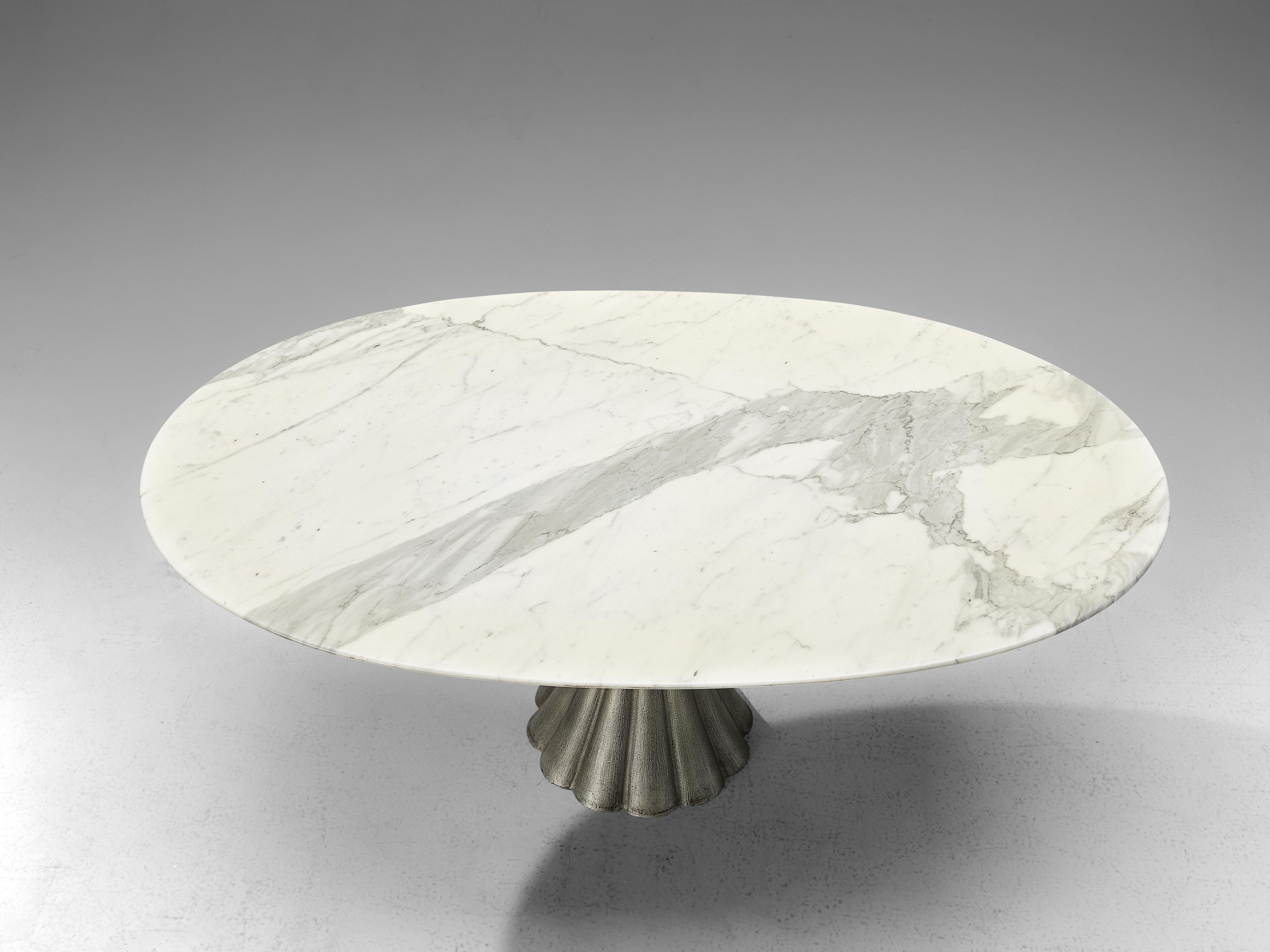 Italian Oval Dining Table in Marble and Steel 3