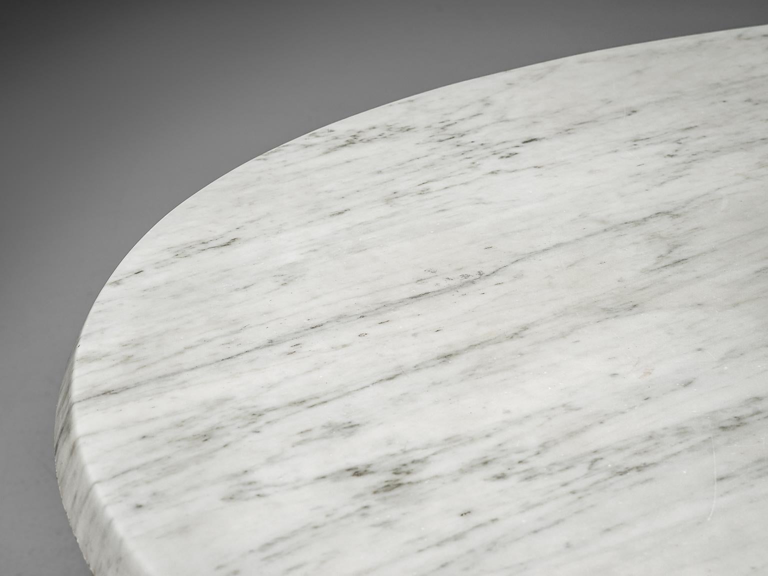 Italian Oval Dining Table in White Marble 2