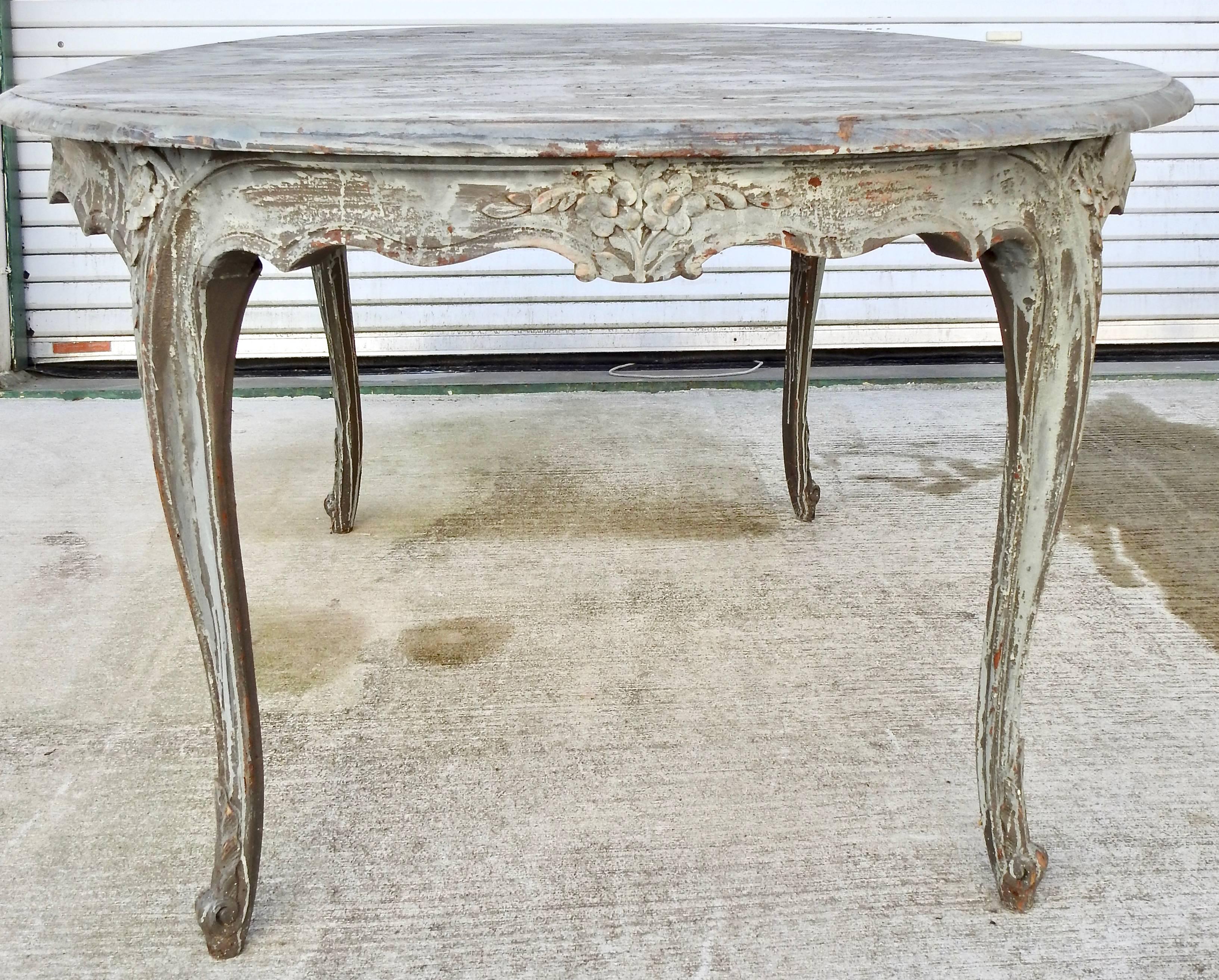 Wood Italian Oval Distressed Table, 20th Century