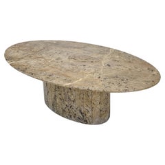 Italian Oval Marble Coffee Table, 1980s