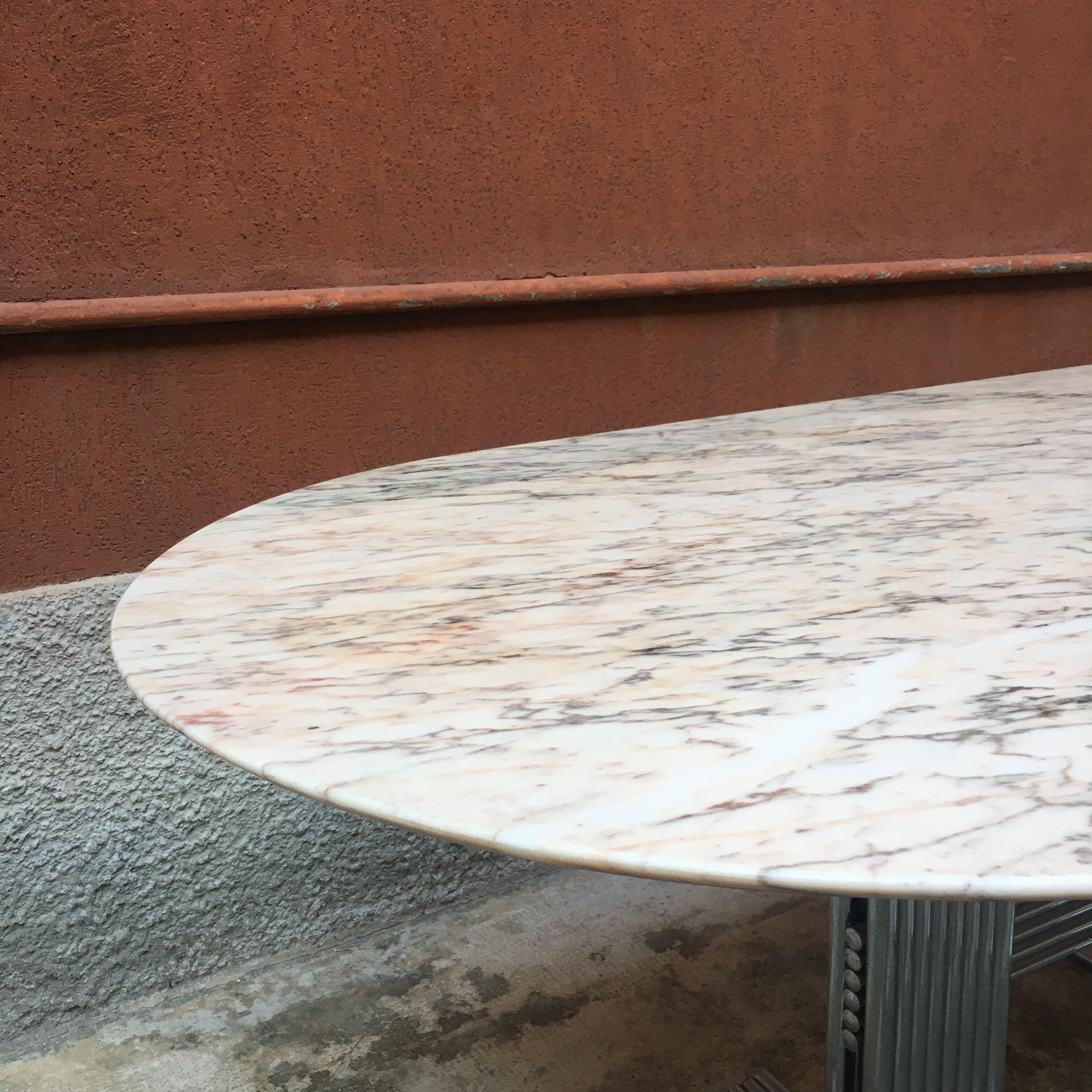 Italian Oval Marble Dining Table, 1970s 1