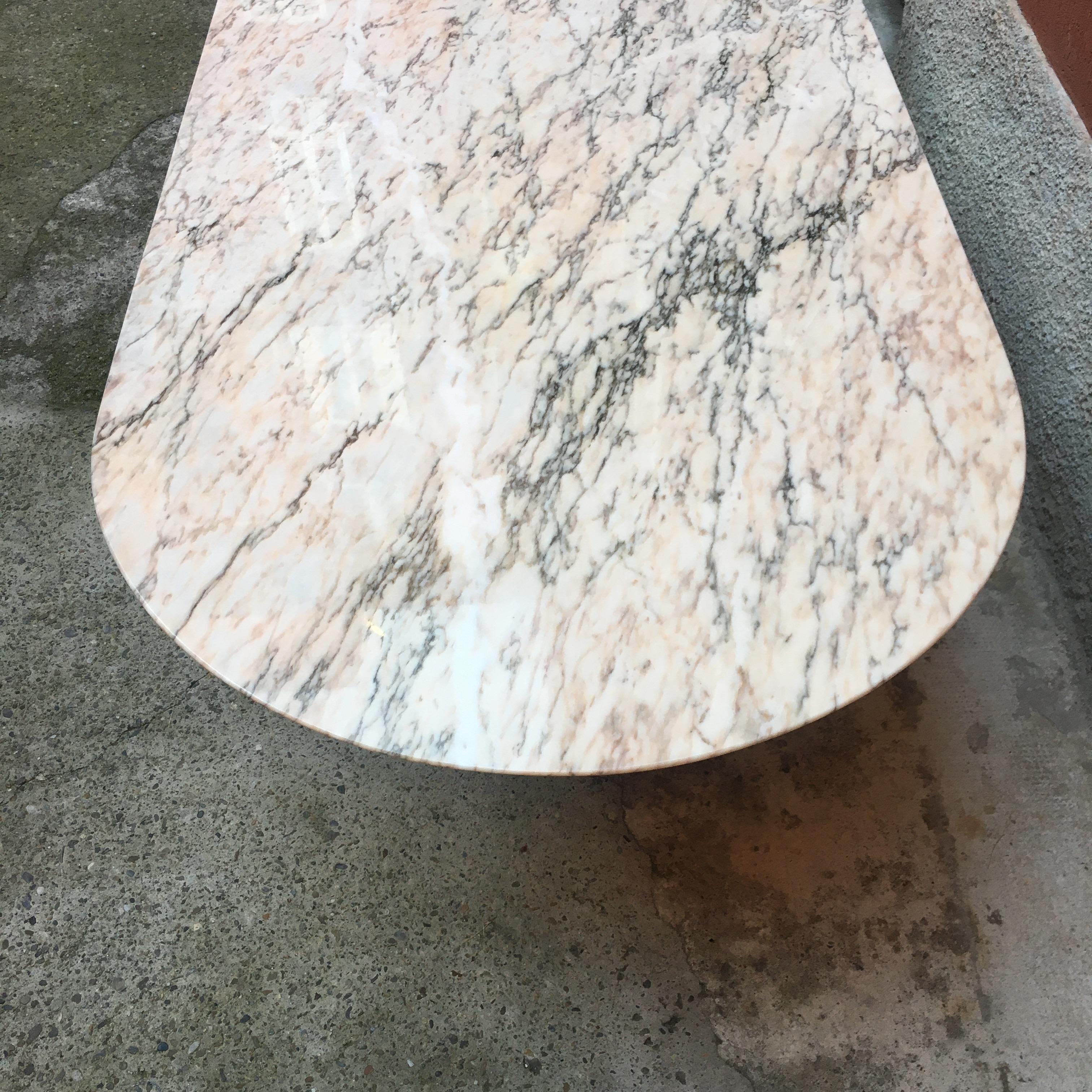 Italian Oval Marble Dining Table, 1970s 2