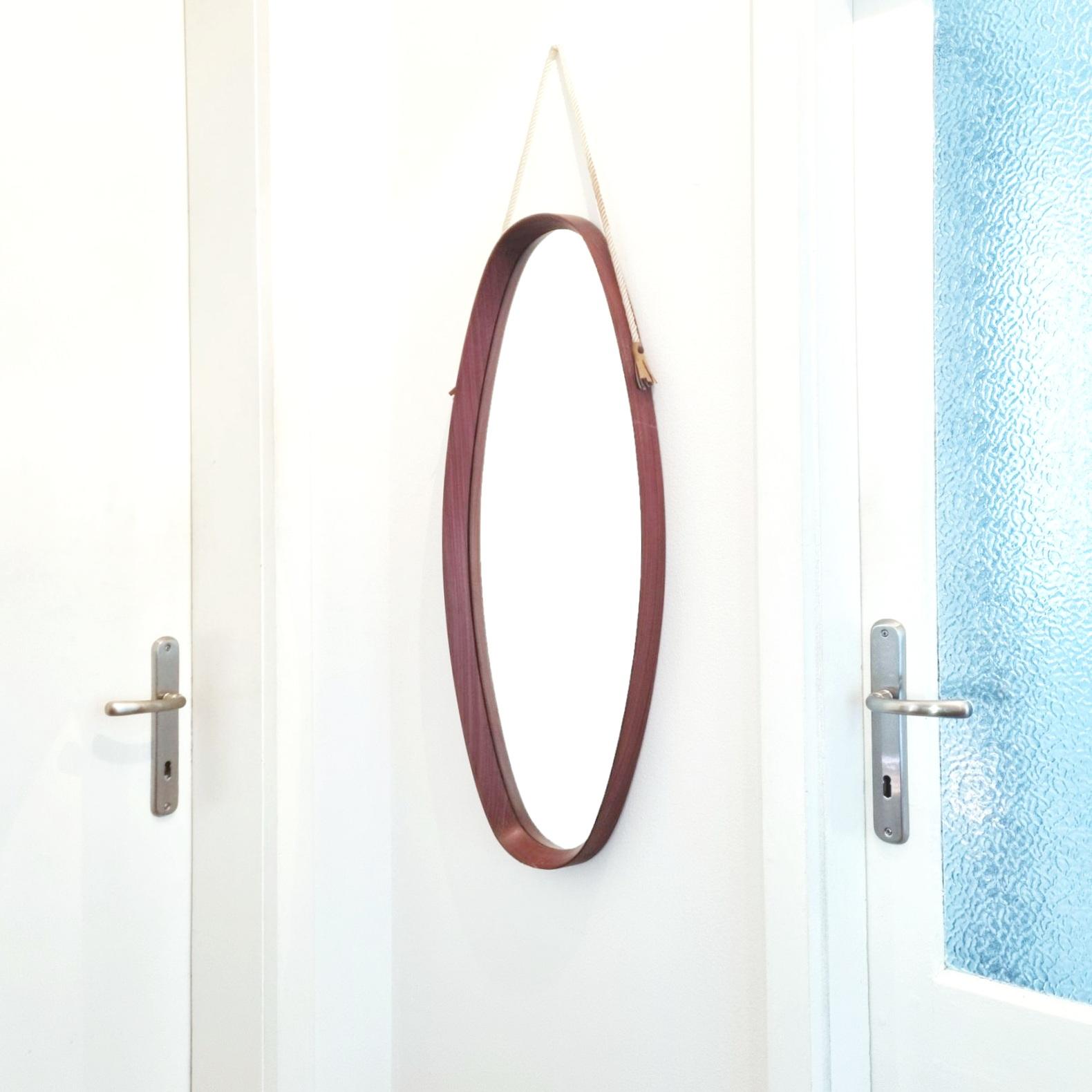 Rope Italian Oval Mirror in Rosewood, Italy 60 For Sale